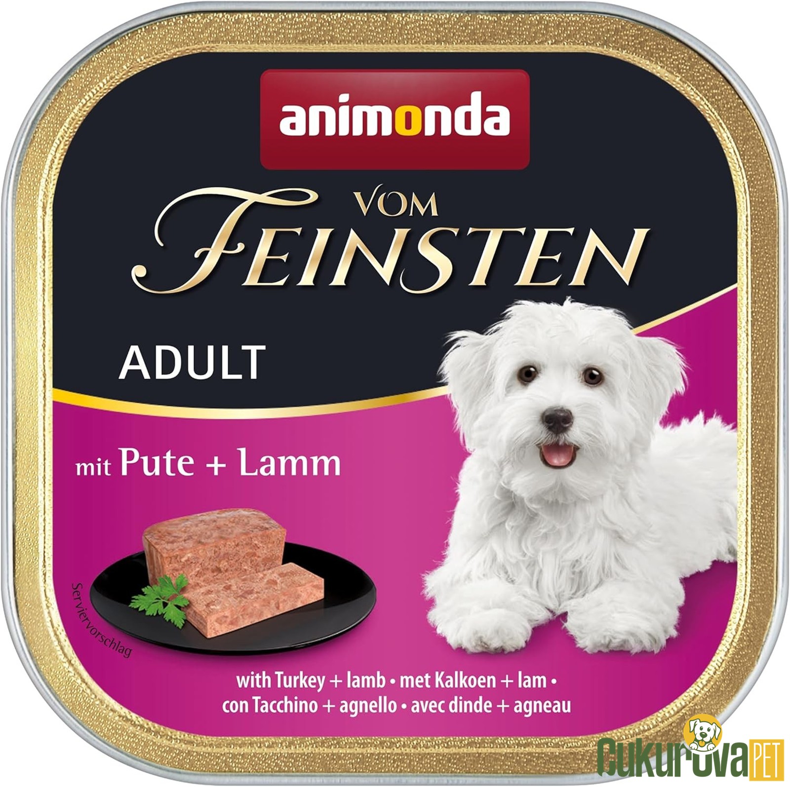 Animonda Vom Feinsten Adult Hindili ve Kuzu Etli Yetişkin Köpek Yaş Maması 150 Gr