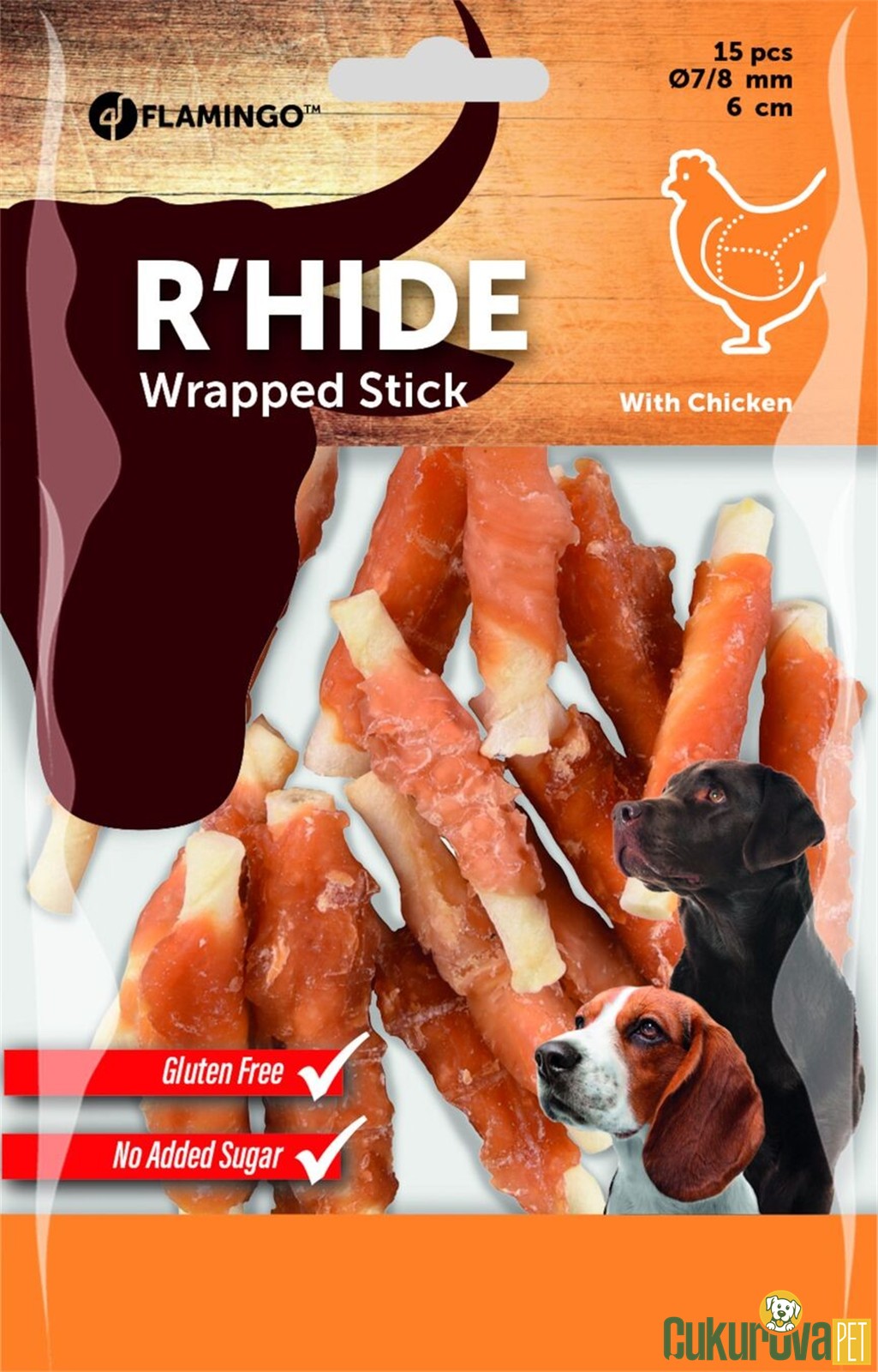 Flamingo R'Hide Wrapped Stick Tavuklu Köpek Ödül Çubuğu 100 Gr - 6 Cm / 15 Adet