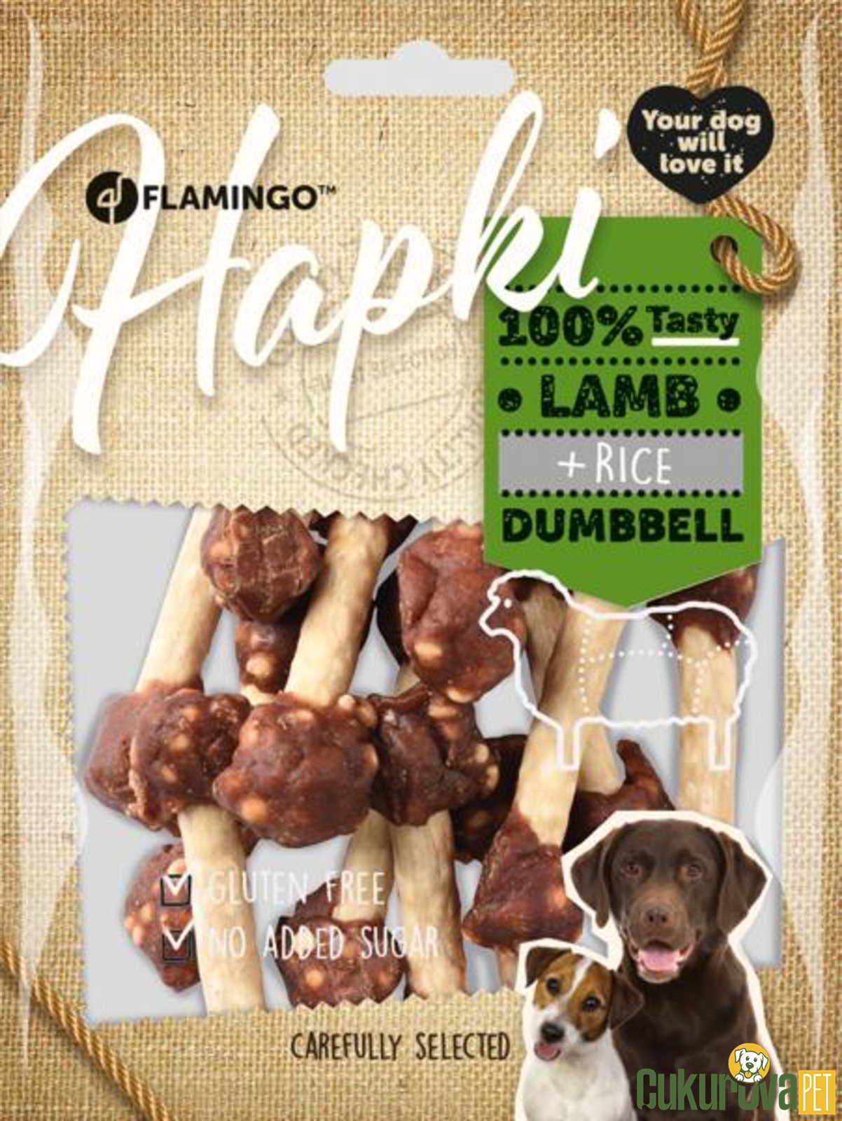 Flamingo Hapki Dumbbell Kuzu Etli ve Pirinçli Köpek Ödül Maması 150 Gr