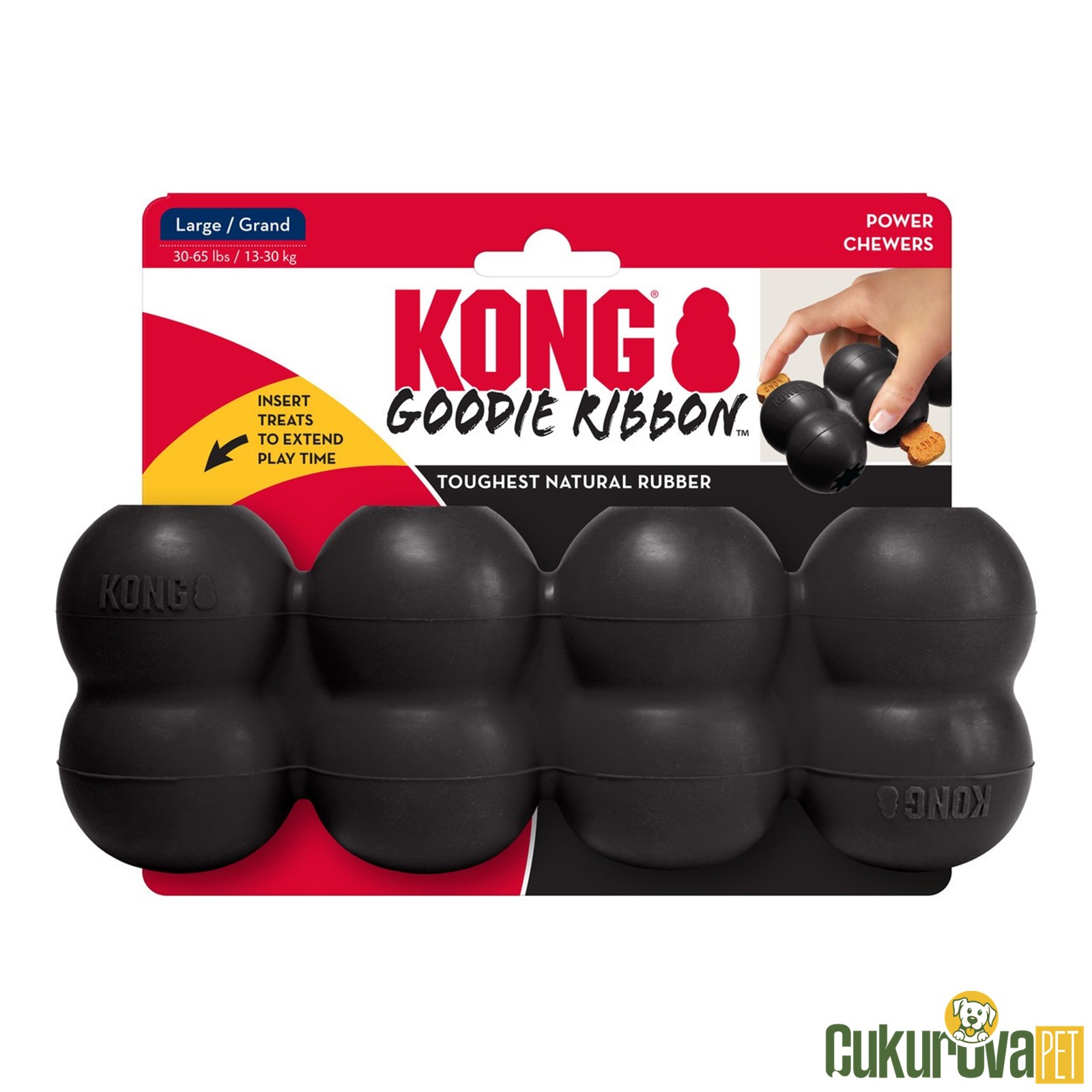 Kong Goodie Ribbon Ödül Hazneli Köpek Oyuncağı Siyah / L - 21.5 Cm