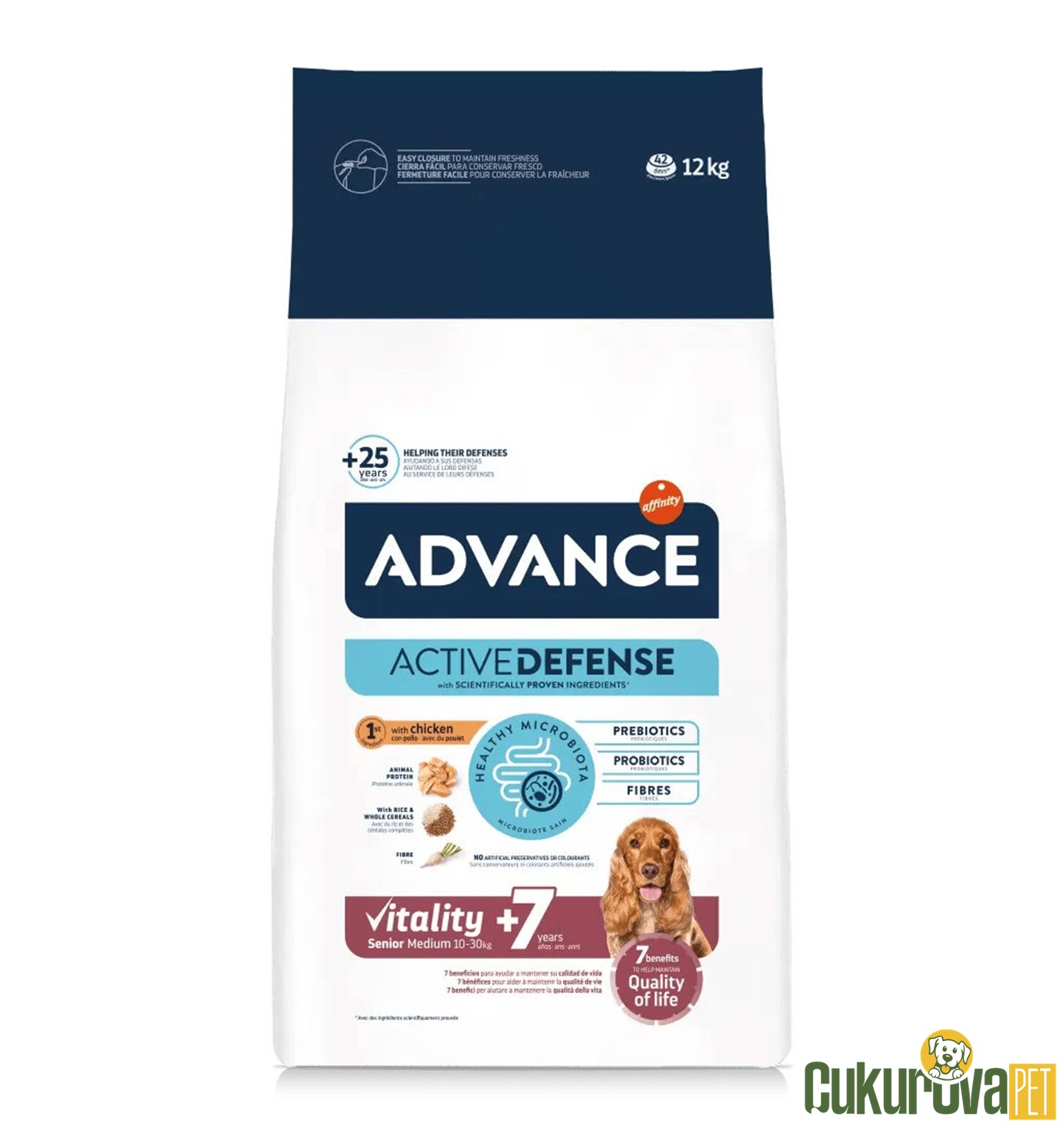 Advance Vitality+7 Senior Medium Tavuklu Yaşlı Köpek Maması 12 Kg