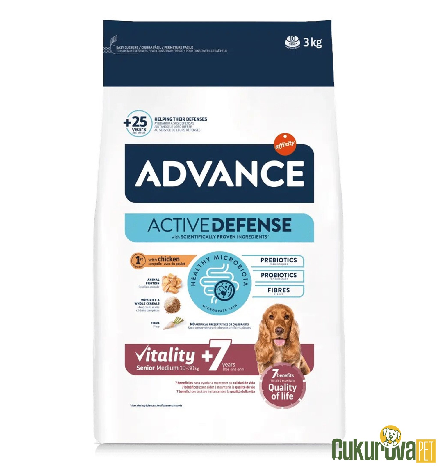 Advance Vitality+7 Senior Medium Tavuklu Ve Pirinçli Yaşlı Köpek Maması 3 Kg