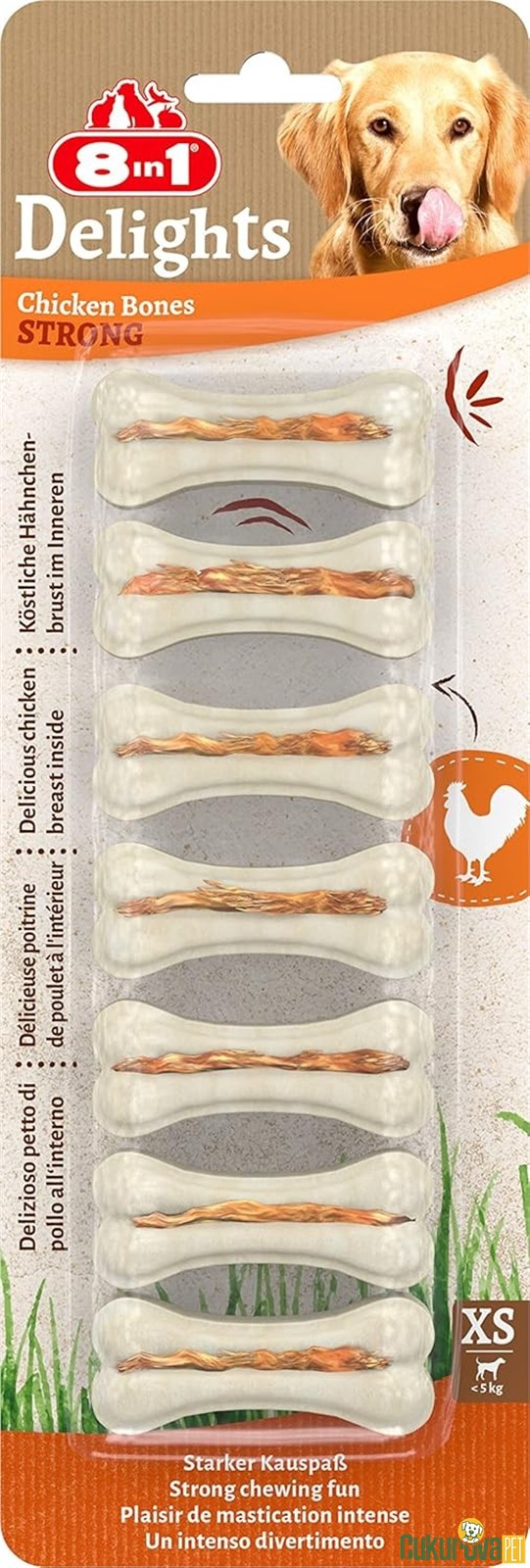 8 In 1 Delights Chicken Bones Tavuklu Köpek Ödül Kemiği XS / 7 Adet - 140 Gr