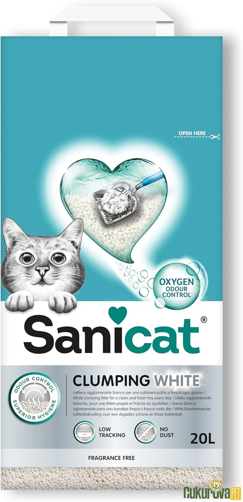 Sanicat Clumping White Bentonit Kedi Kumu 20 L