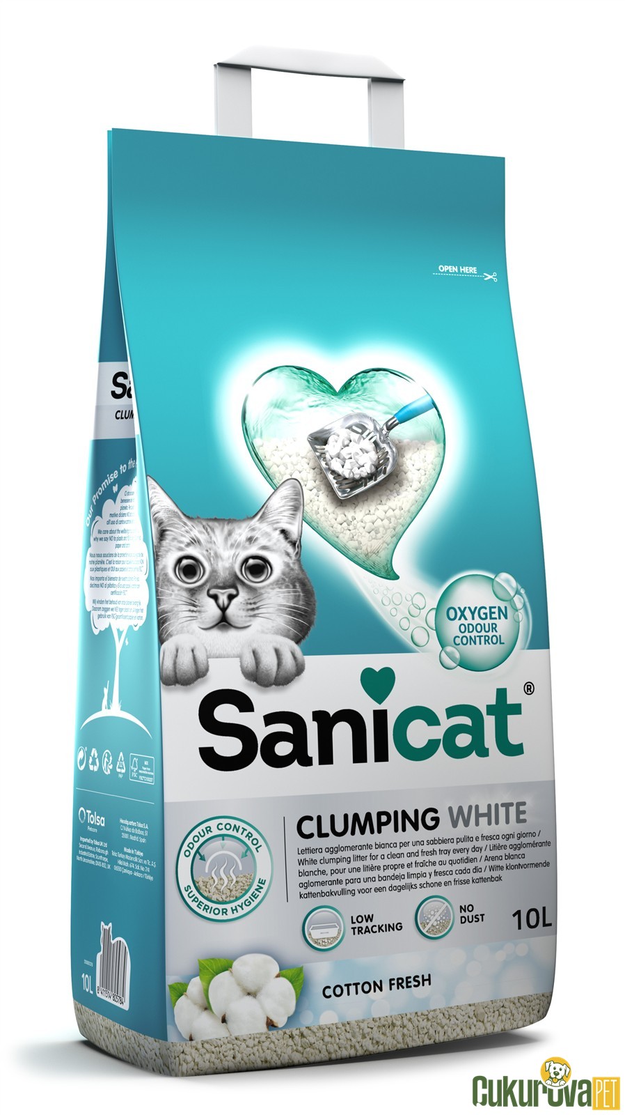 Sanicat Clumping White Cotton Fresh Kokulu Bentonit Kedi Kumu 10 L