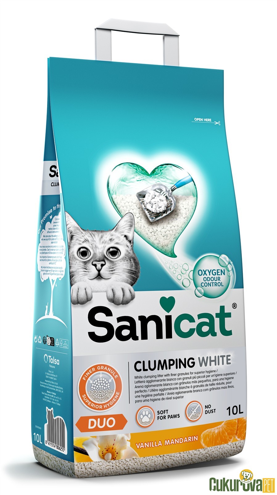 Sanicat Clumping White Vanilya ve Mandalina Kokulu Bentonit Kedi Kumu 10 L