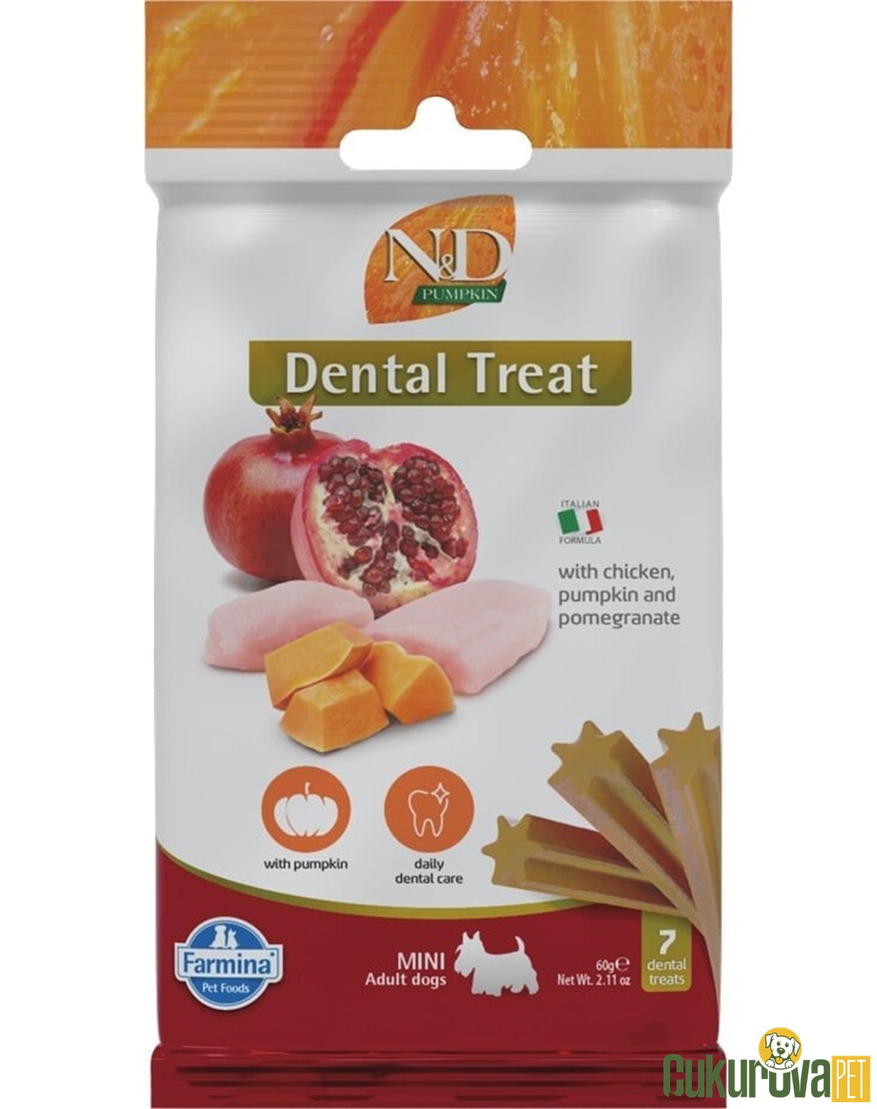 N&D Pumpkin Dental Treat Tavuklu ve Balkabaklı Köpek Ödül Çubuğu 60 Gr - 7 Adet