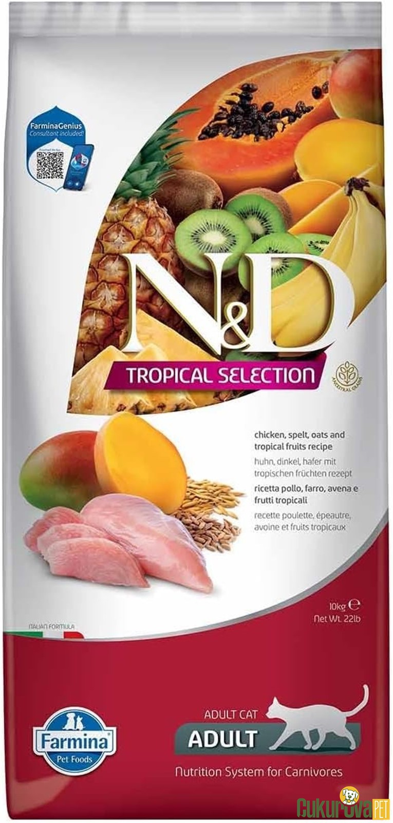 N&D Tropical Selection Adult Tavuklu Ve Tropikal Meyveli Yetişkin Kedi Maması 10 Kg