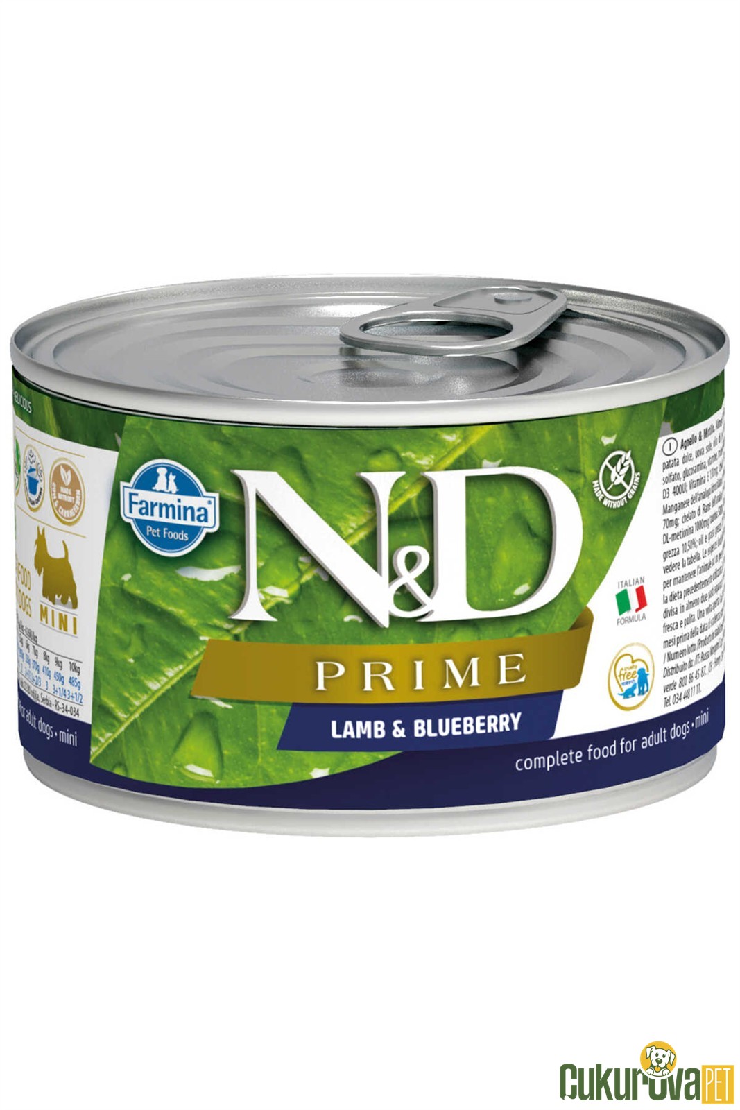 N&D Prime Adult Kuzu Etli ve Yaban Mersinli Yetişkin Köpek Yaş Maması 140 Gr
