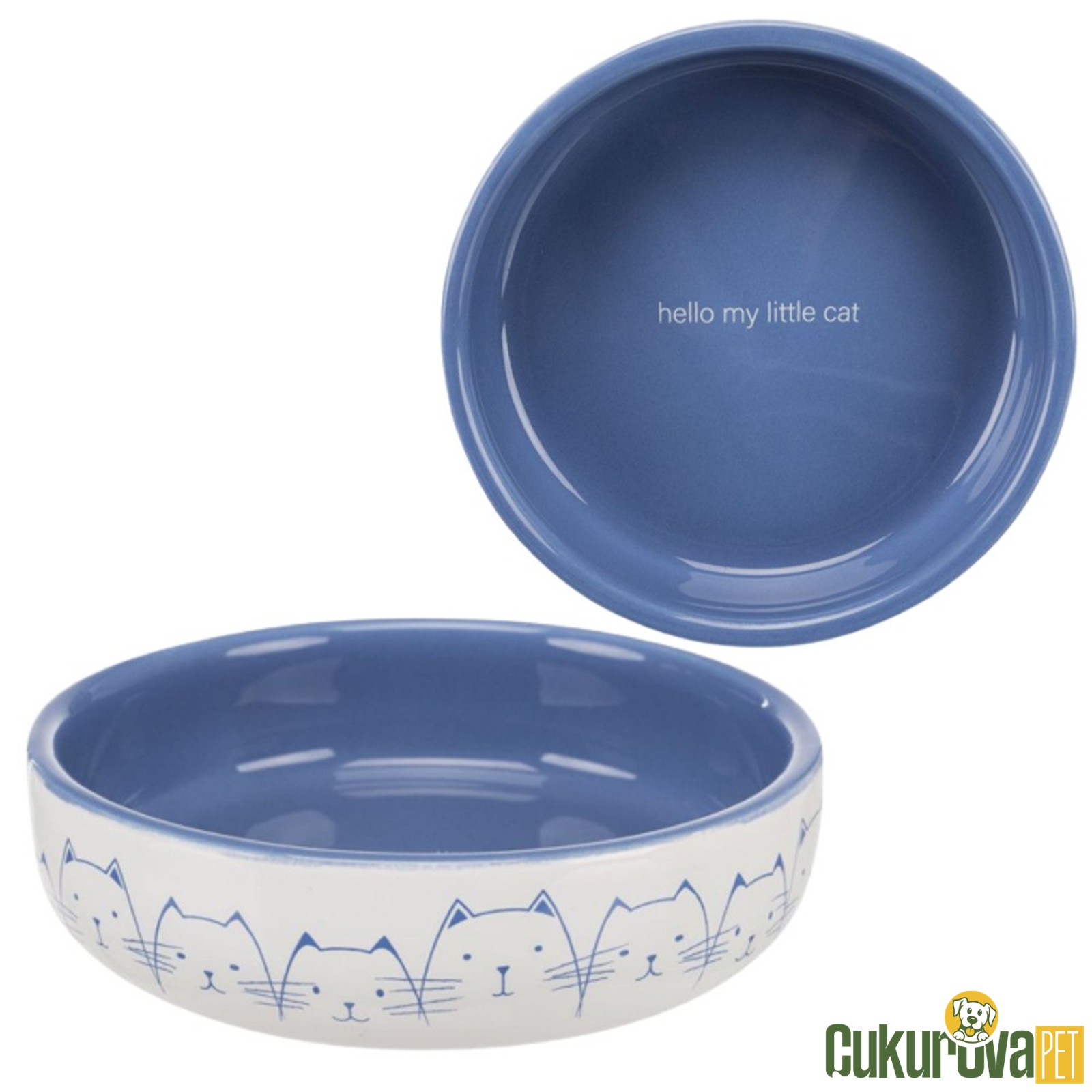 Trixie Kedi & Köpek Seramik Mama Ve Su Kabı Açık Mavi - Beyaz 300 Ml