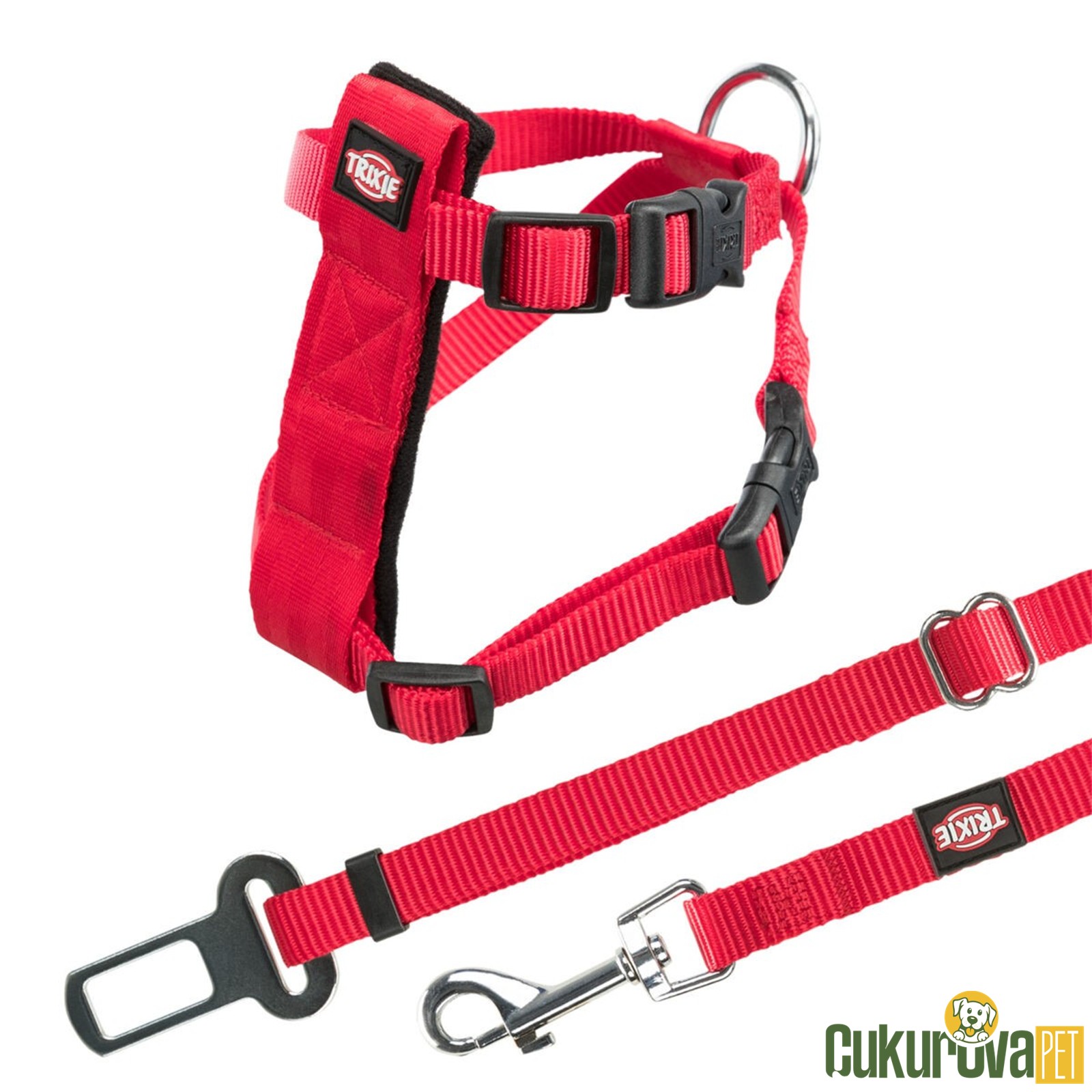 Trixie Kedi Araba Emniyet Kemeri Kırmızı 20 x 50 Cm - 15 Mm