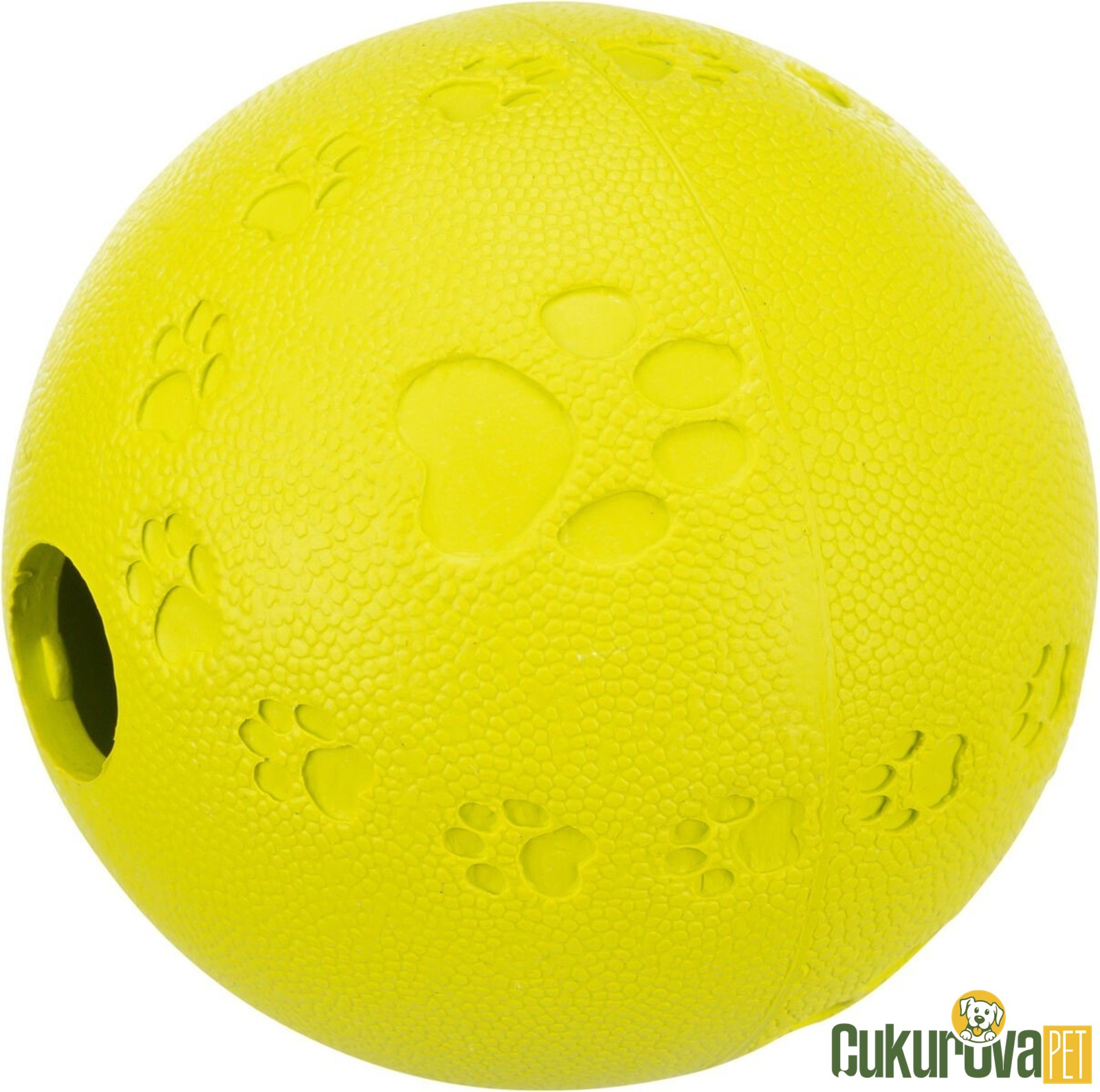 Trixie Ödül Hazneli Kauçuk Top Köpek Oyuncağı Limon Yeşili - 9 Cm