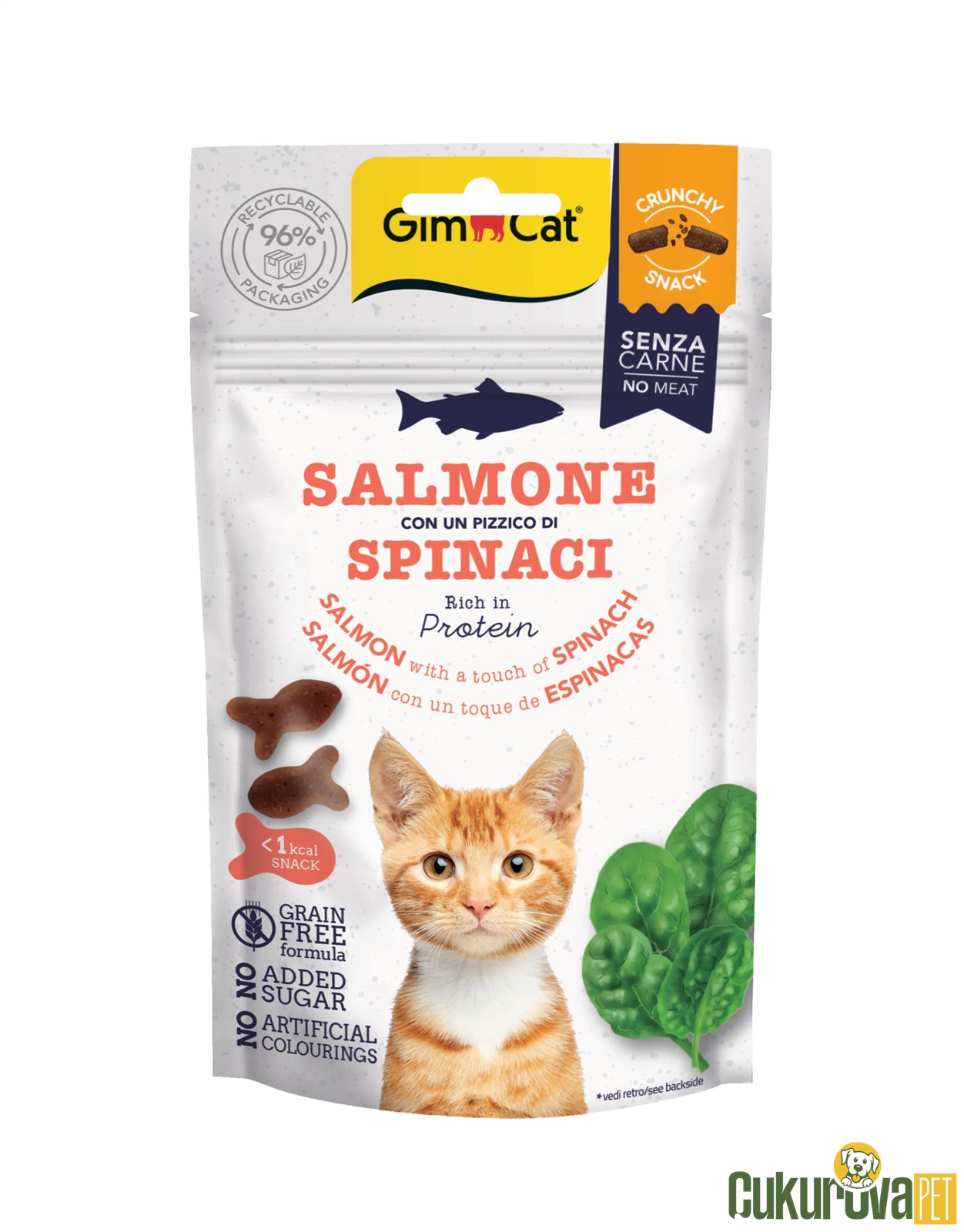 Gimcat Crunchy Somonlu ve Ispanaklı Kedi Ödül Maması 50 Gr