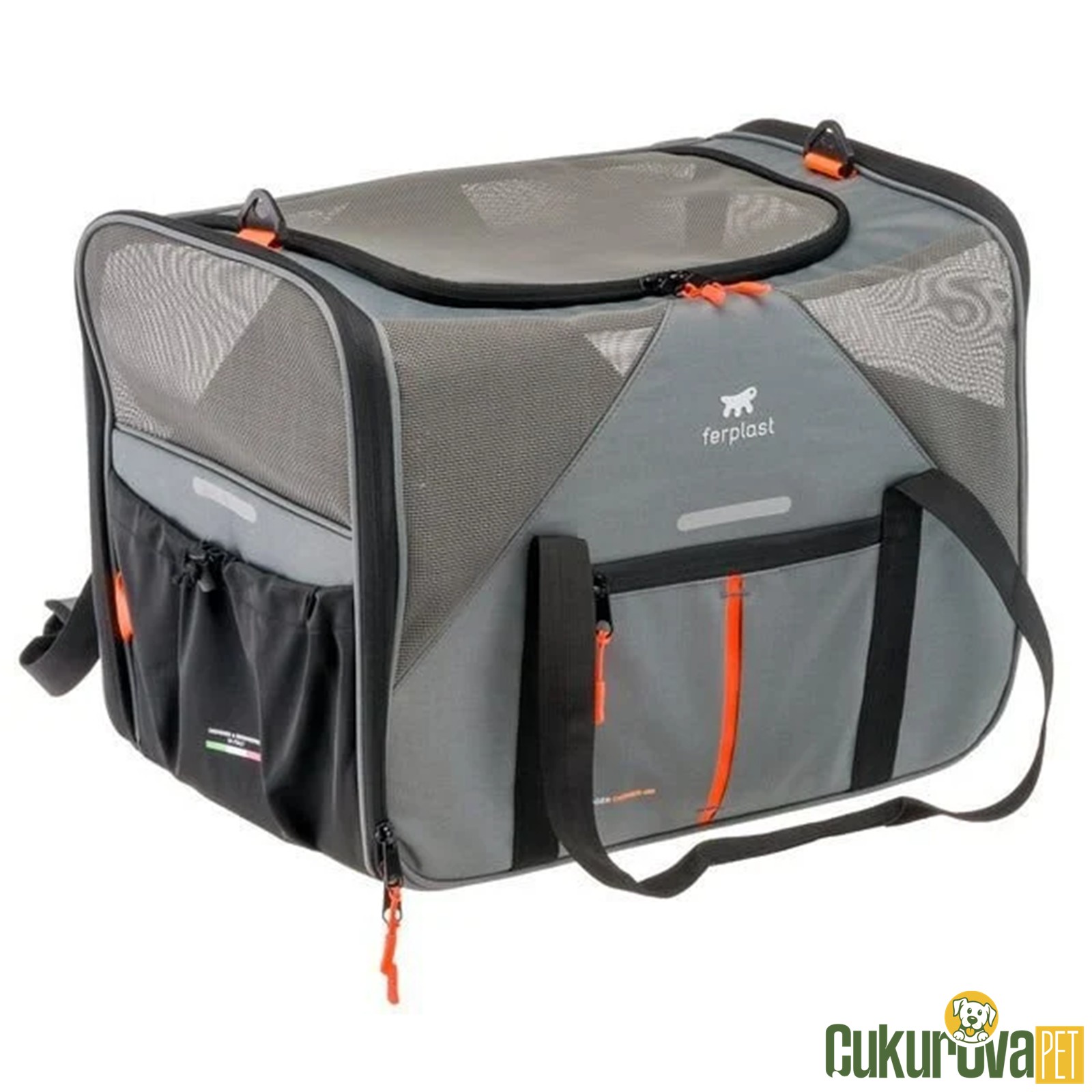Ferplast Voyager 350 Kumaş Kedi & Köpek Taşıma Çantası Gri - 45 x 30 x 33 Cm