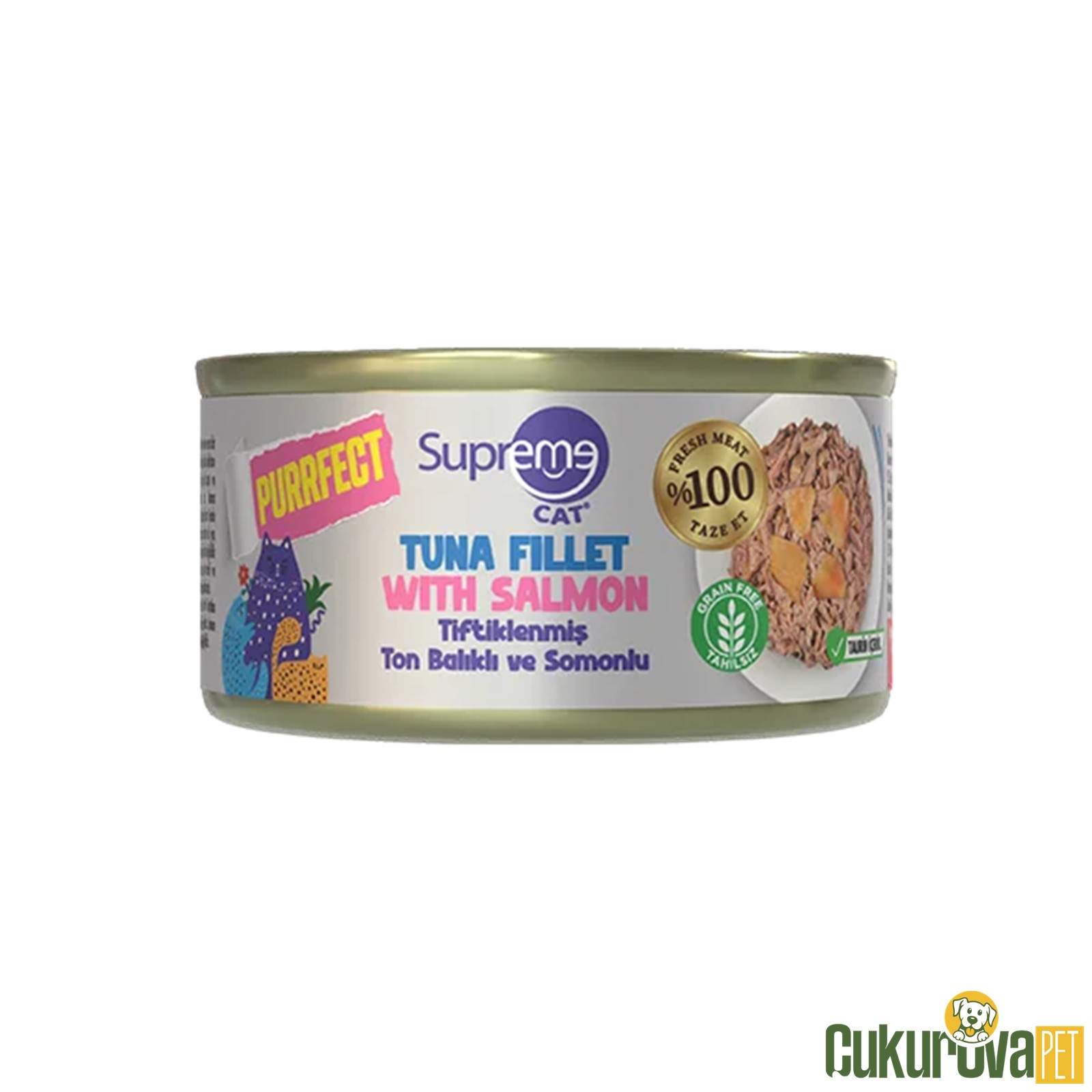 Supreme Tiftiklenmiş Ton Balıklı Ve Somonlu Yetişkin Kedi Konservesi 70 Gr