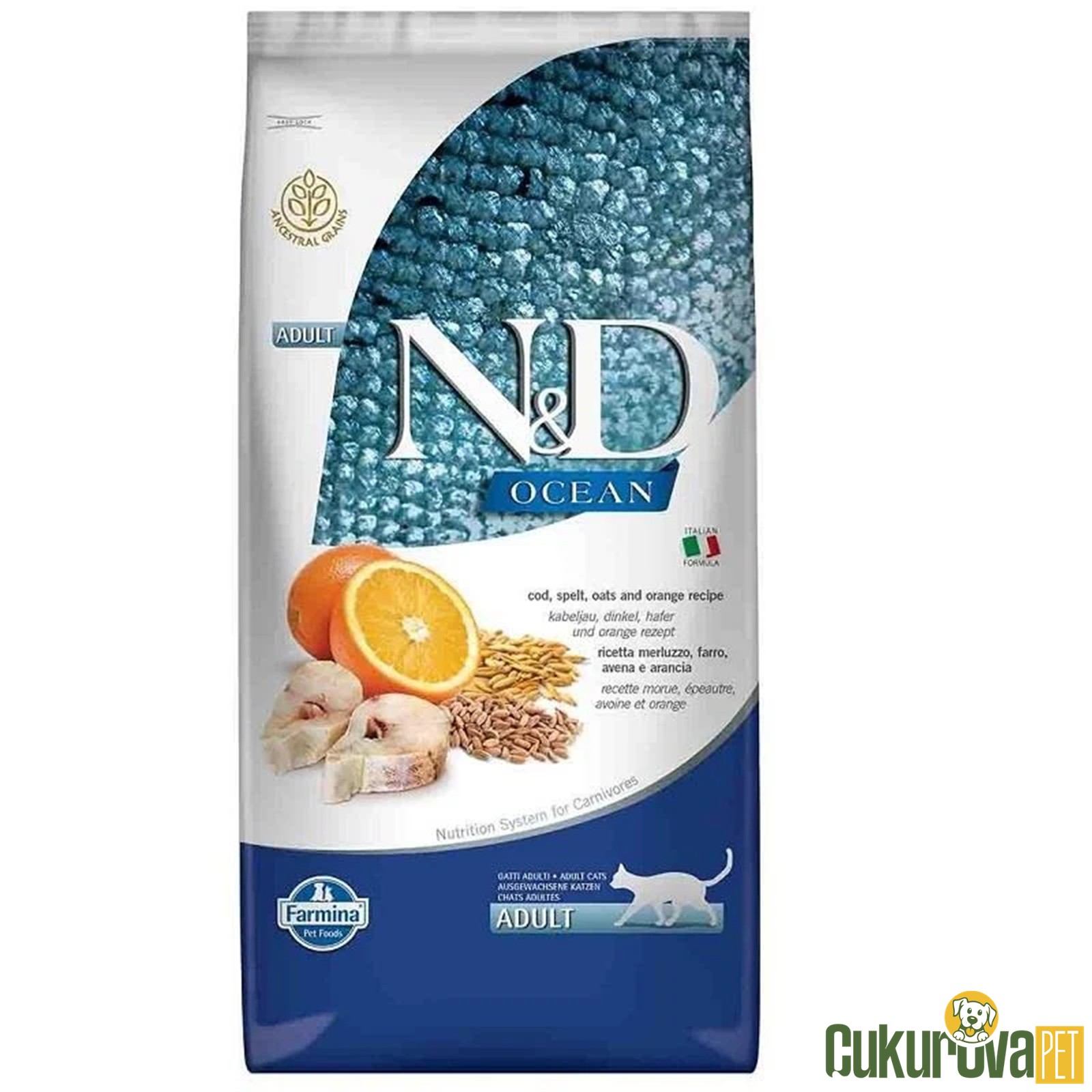 N&D Ocean Adult Morina Balıklı Ve Portakallı Yetişkin Kedi Maması 10 Kg