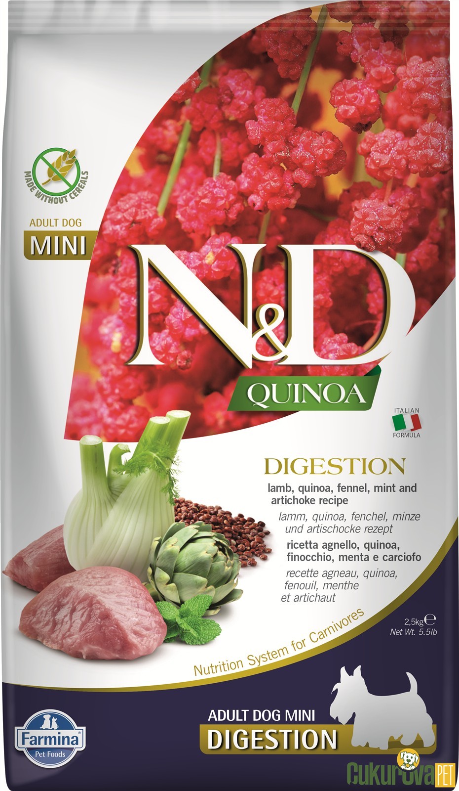 N&D Quinoa Adult Digestion Kuzulu Yetişkin Köpek Maması 2.5 Kg