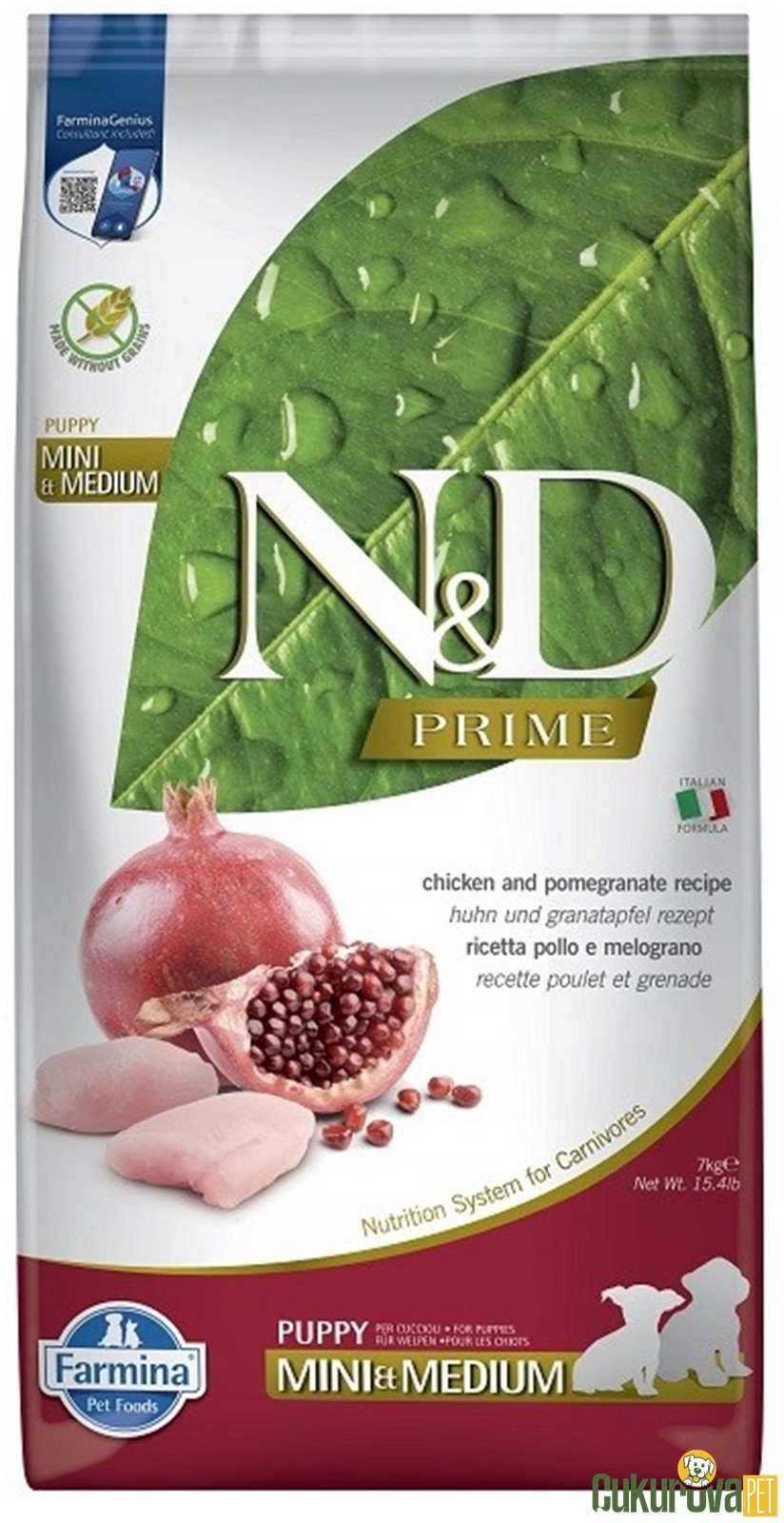 N&D Prime Puppy Mini & Medium Tavuk Ve Narlı Yavru Köpek Maması 7 Kg