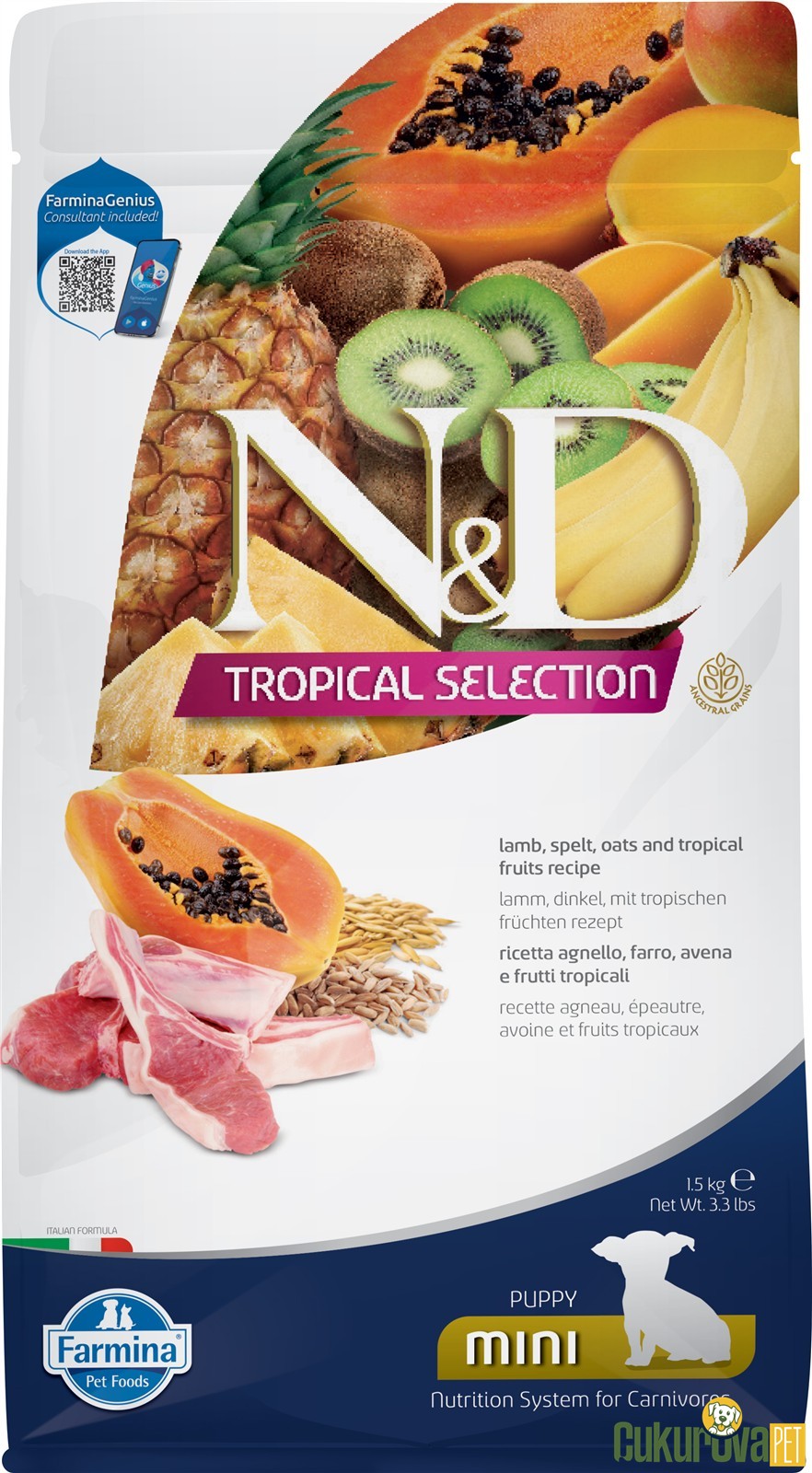 N&D Tropical Selection Kuzu Etli Ve Tropikal Meyveli Yavru Köpek Maması 1.5 Kg