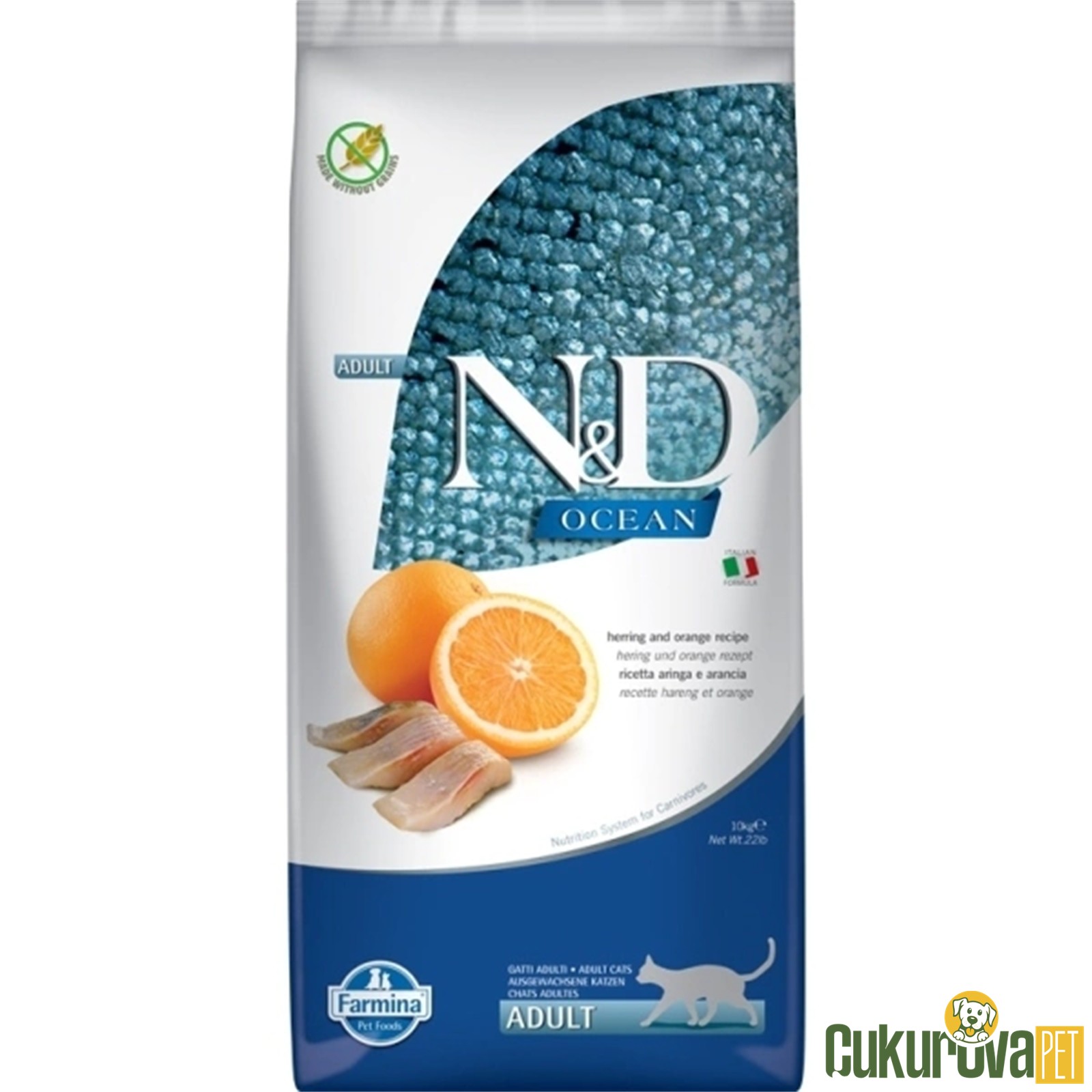 N&D Ocean Ringa Balıklı Ve Portakallı Yetişkin Kedi Maması 10 Kg