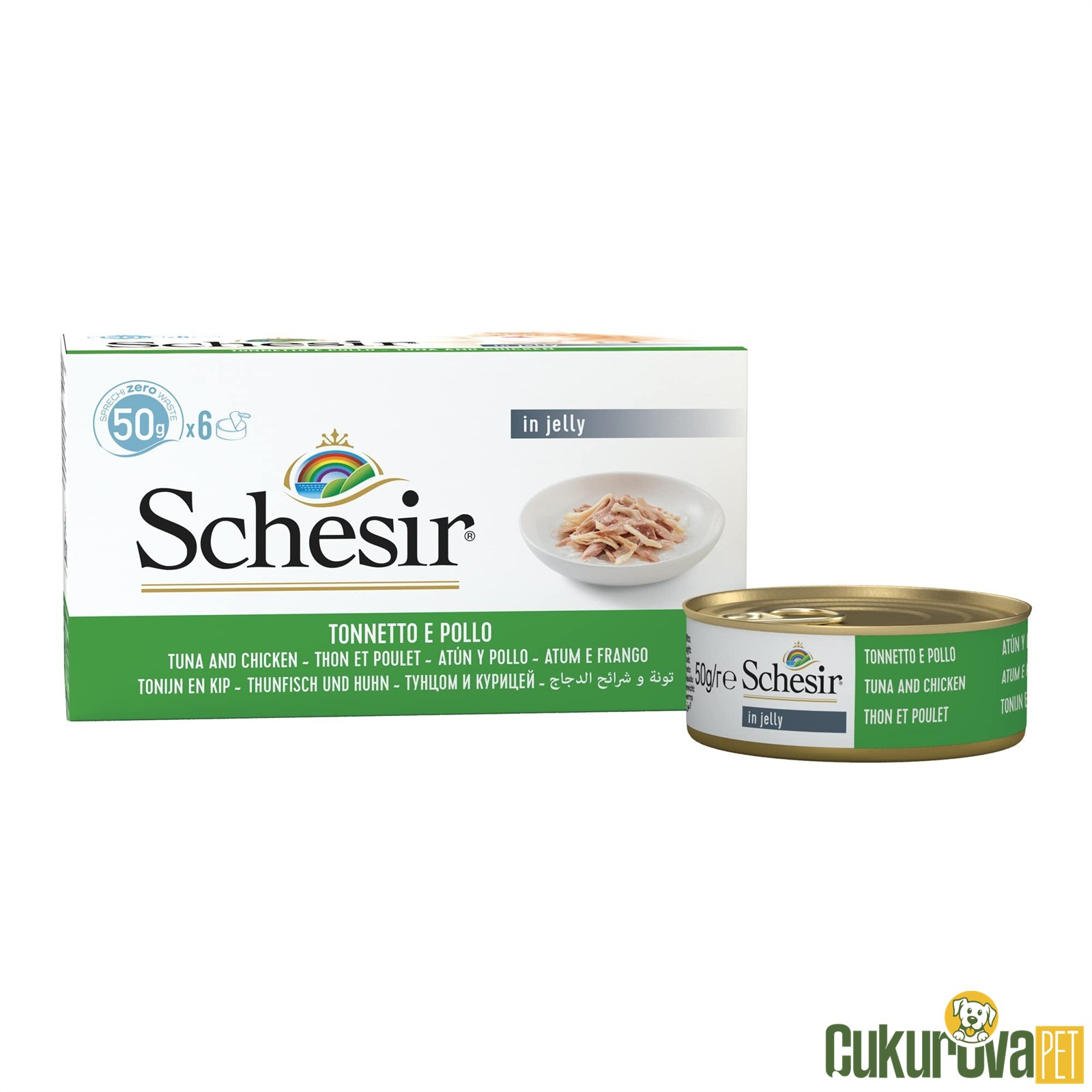 Schesir Ton Balığı Ve Tavuklu Jöle İçinde Yetişkin Kedi Konservesi 6 x 50 Gr