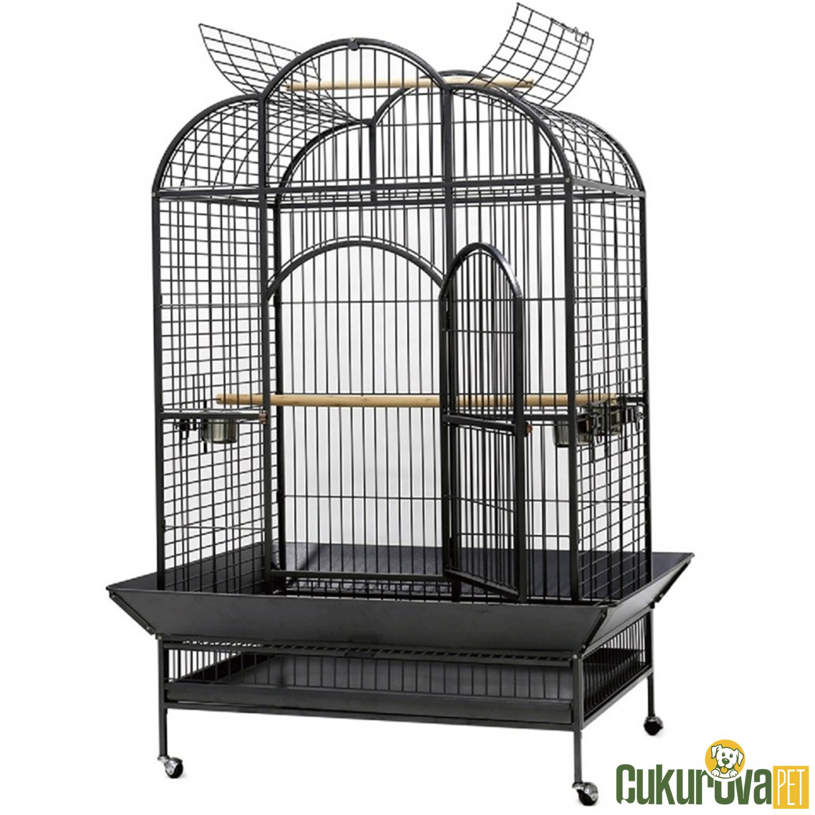 Dayang A24 Ayaklı Papağan Kafesi Siyah - 132 x 102 x 186 Cm