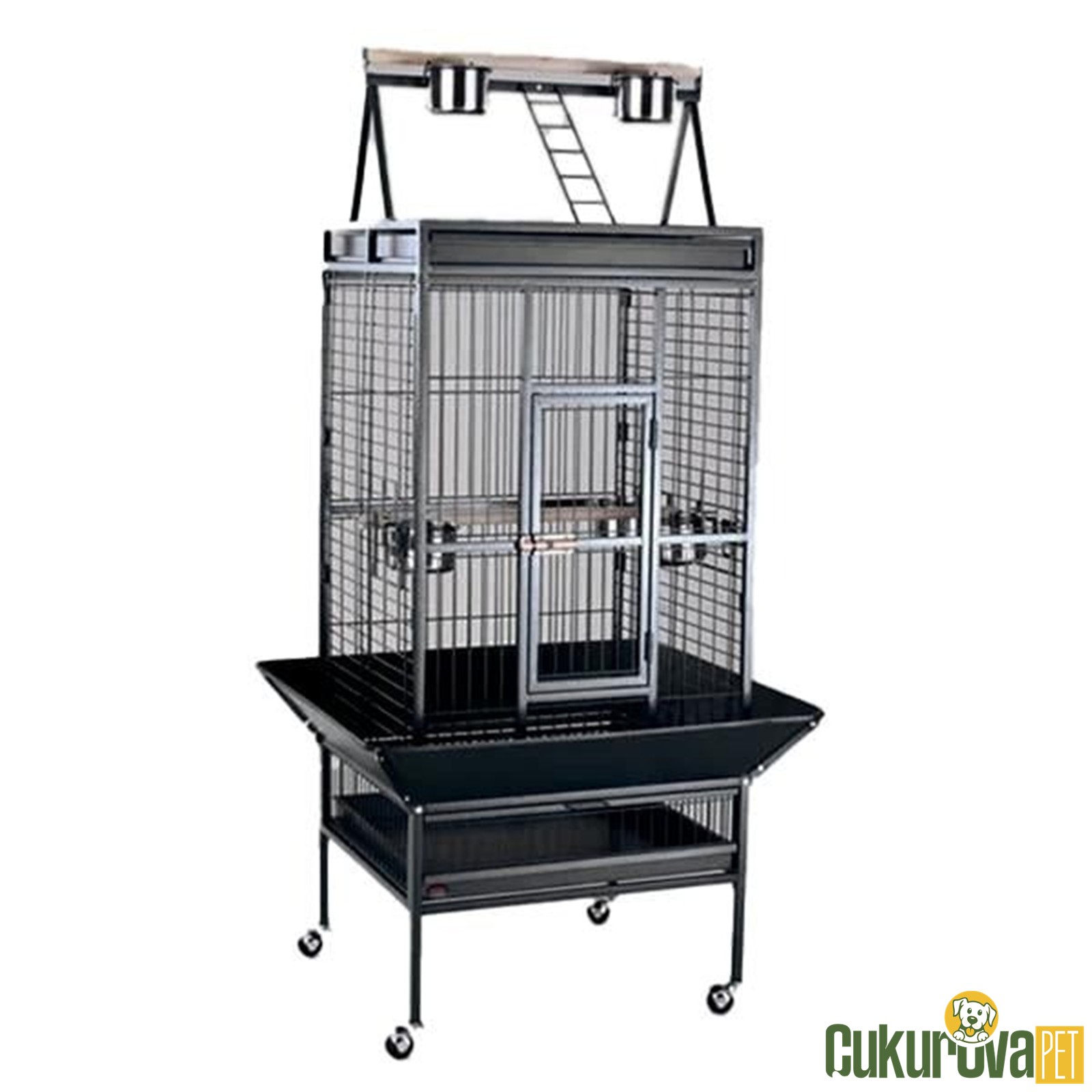 Dayang A18 Ayaklı Papağan Kafesi Siyah - 61 x 56 x 168 Cm