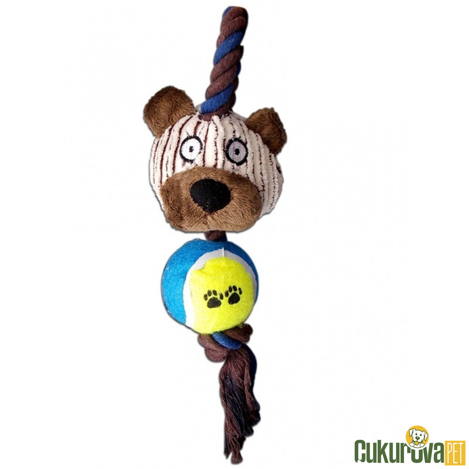 Eastland Ayı Ve Tenis Toplu Stres İpi Köpek Oyuncağı 35 x 12 Cm