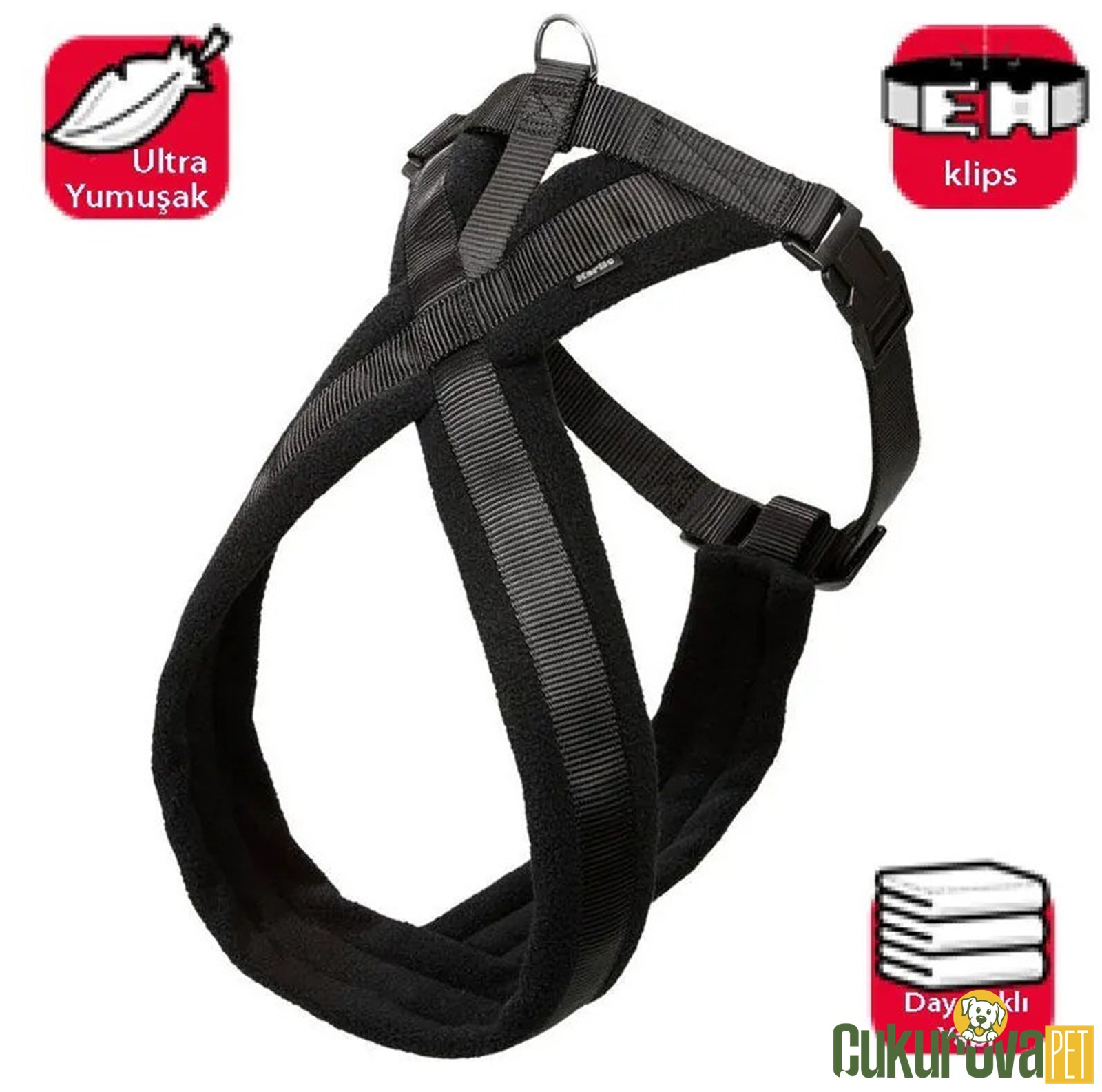 Karlie Yumuşak Köpek Göğüs Tasması Siyah - 48 x 55 Cm
