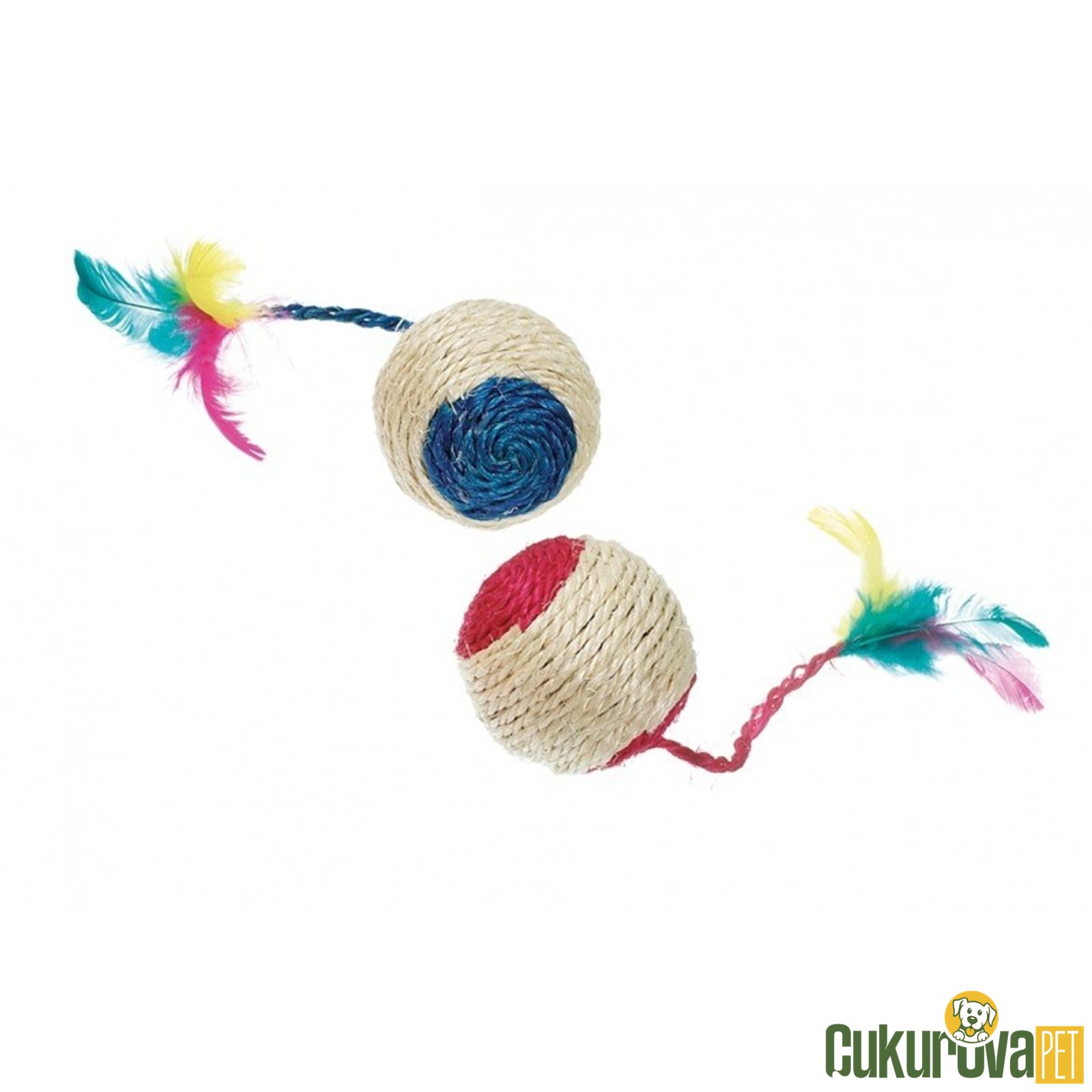 Karlie Hasır Çıngıraklı Kedi Top Oyuncağı Karışık Renkli - 6 Cm