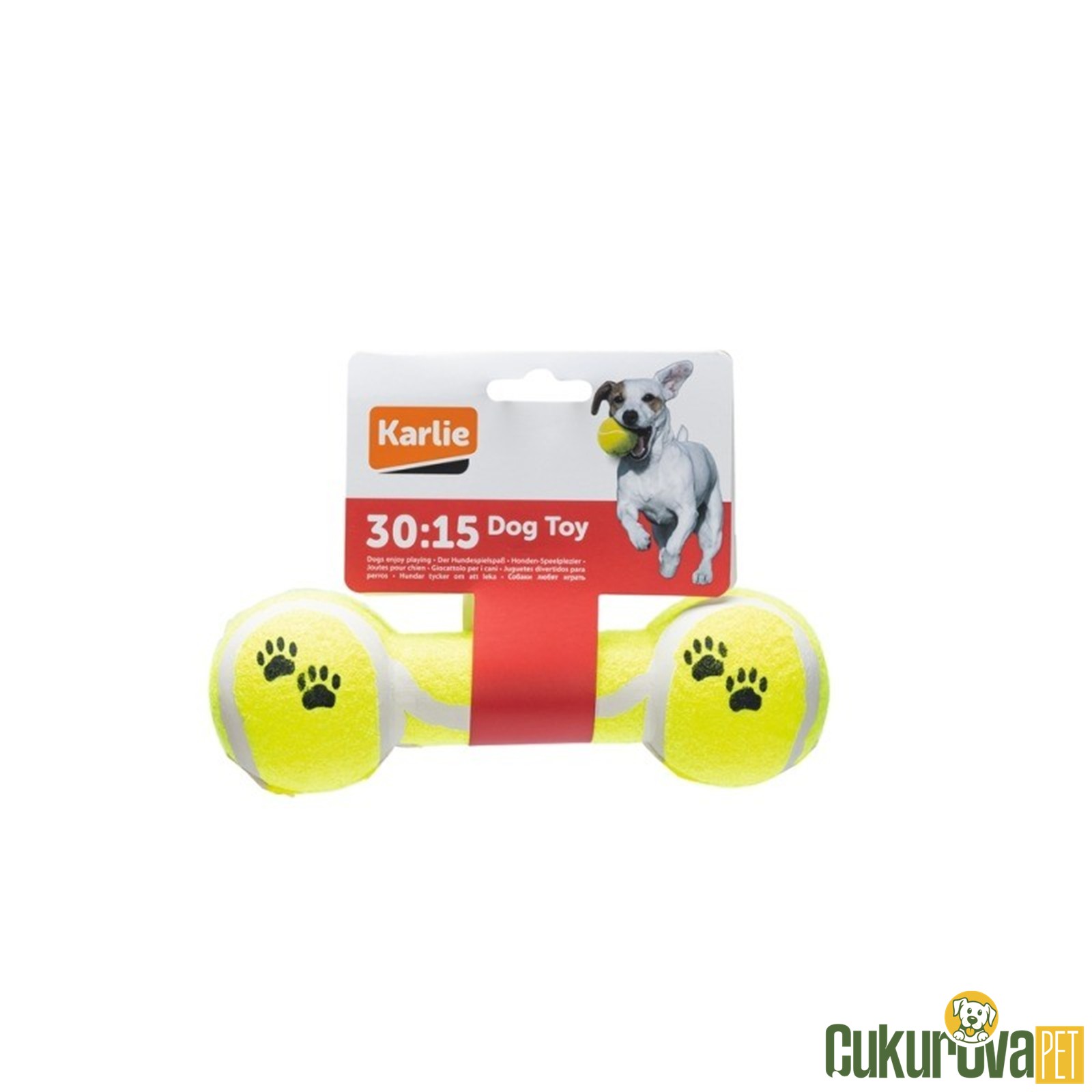 Karlie Dumbell Şeklinde Tenis Topu Köpek Oyuncağı 20 x 6 x 6 Cm