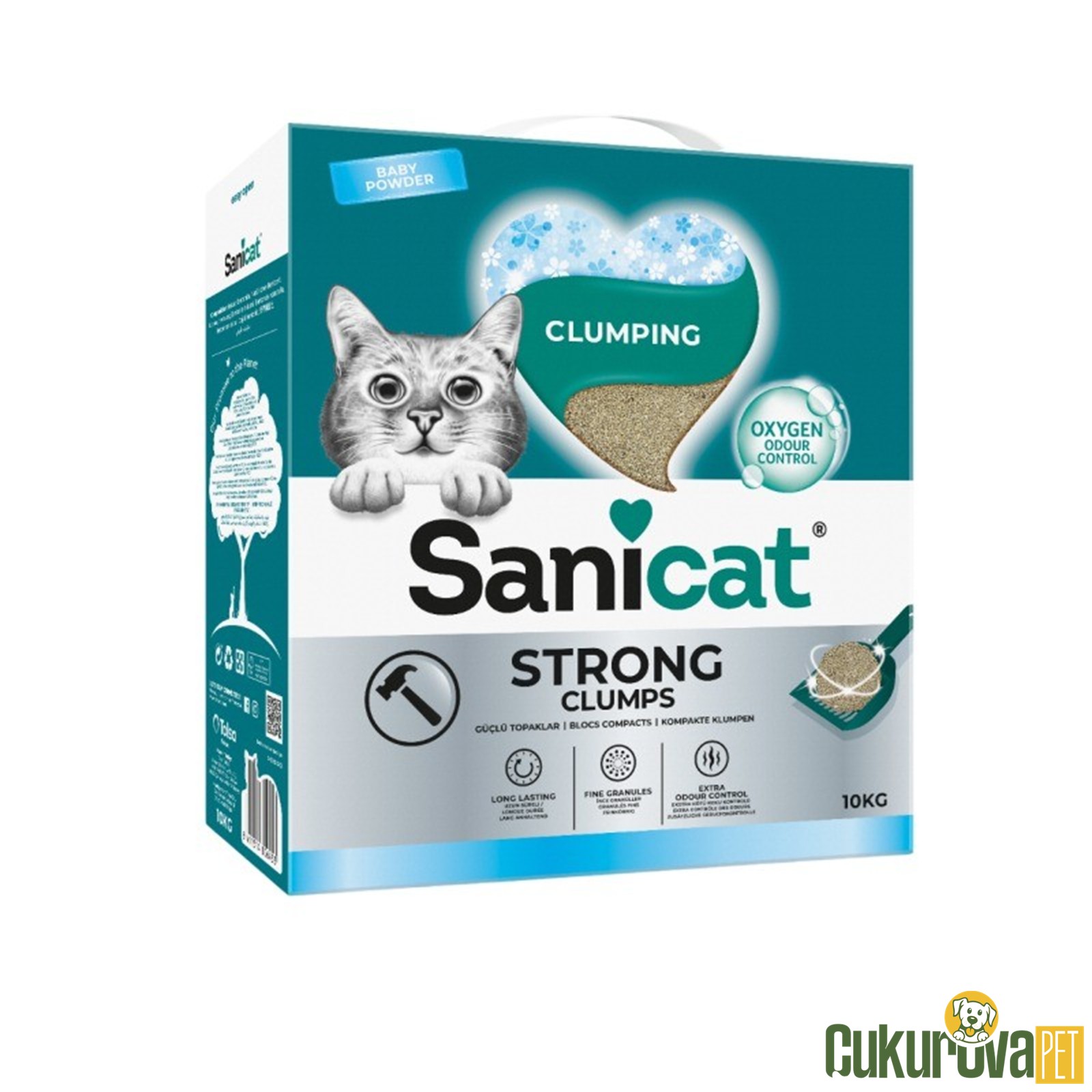 Sanicat Stong Clumps Bebek Pudralı Kedi Kumu 10 Kg