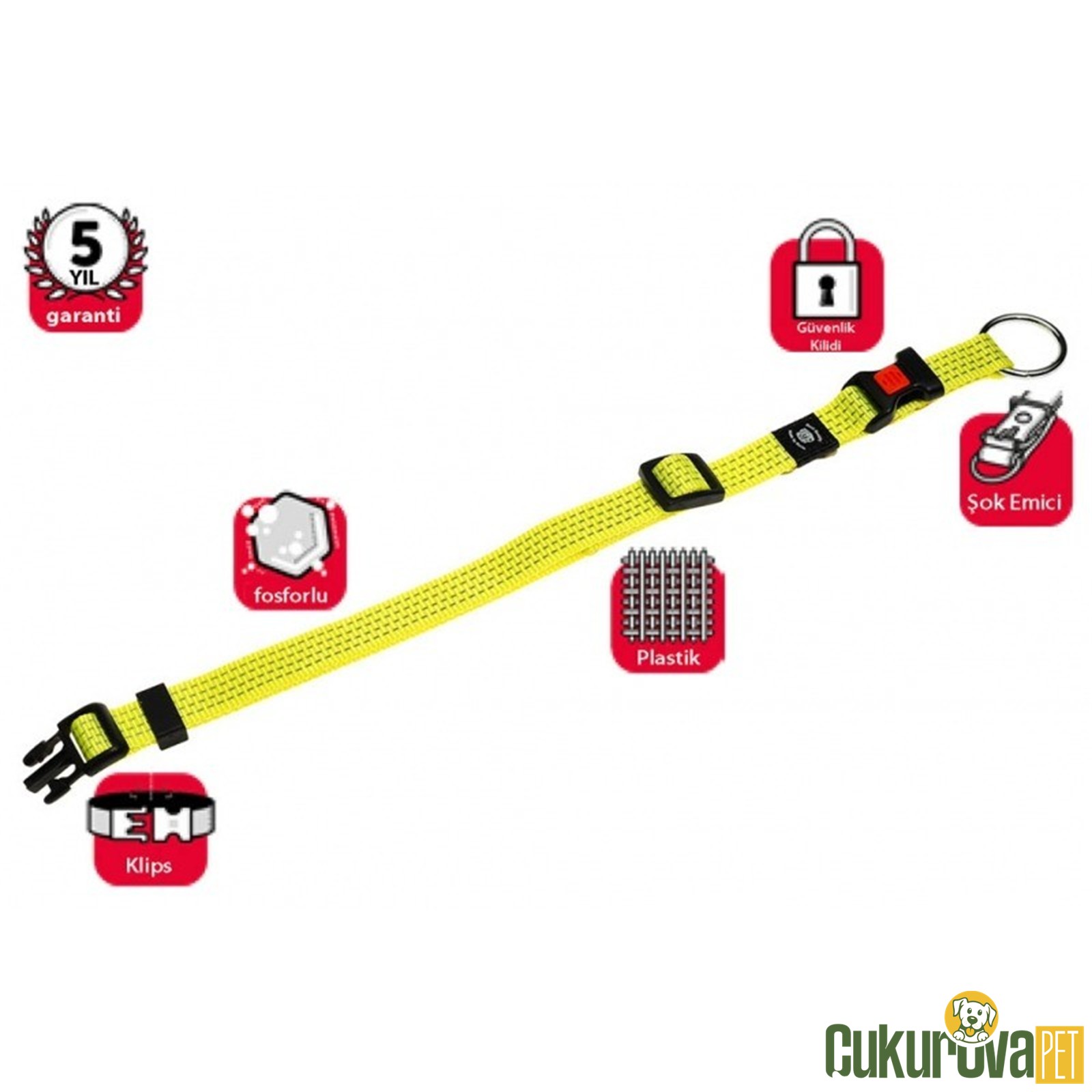 Karlie Köpek Boyun Tasması M Sarı - 40 - 55 Cm