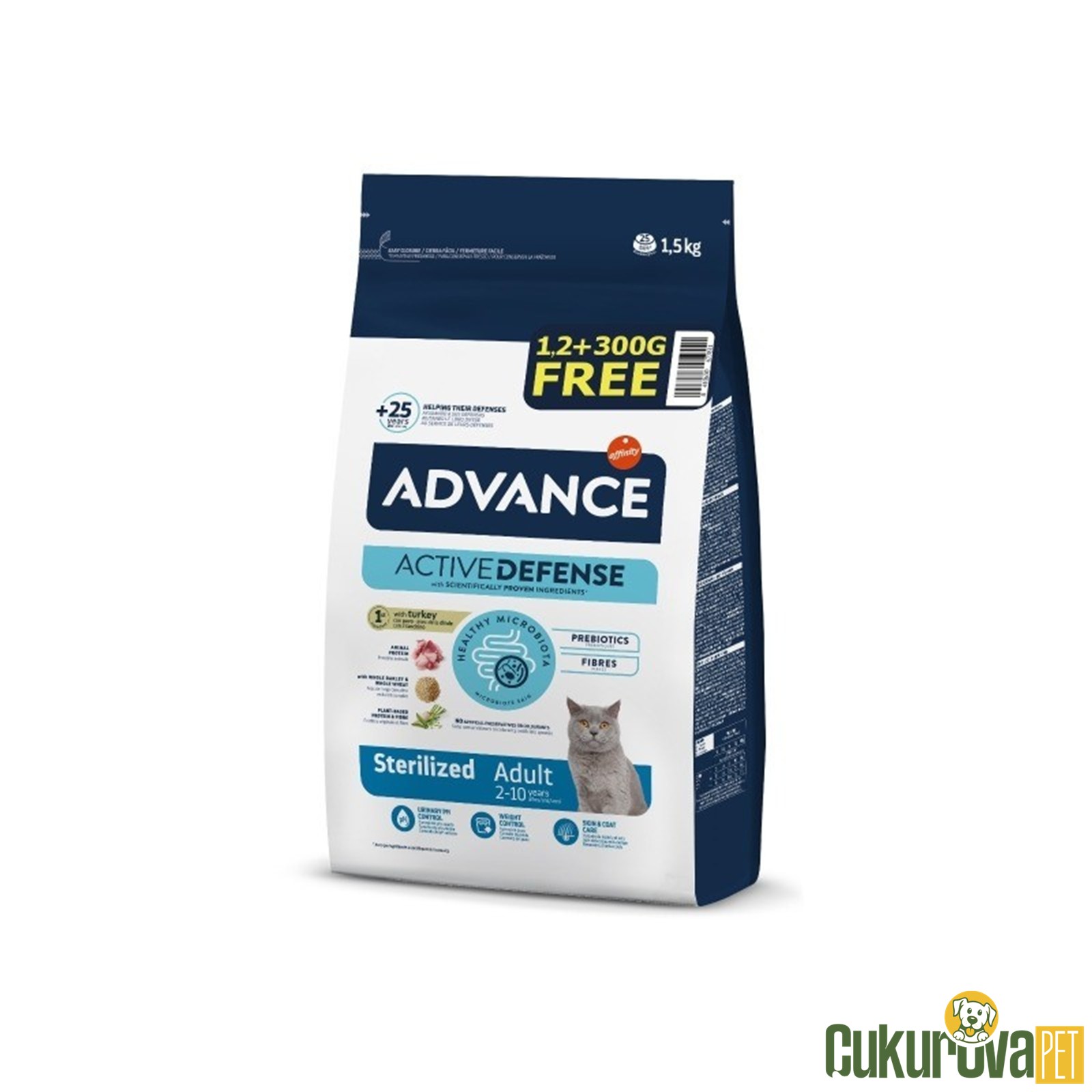 Advance Sterilised Adult Hindili Kısırlaştırılmış Kedi Maması 1.2 Kg + 300 Gr Bonus Paket