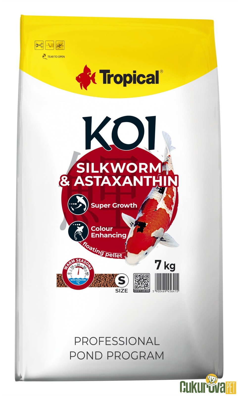Tropical Koi Silkworm & Astaxanthin Pellet Size S 7 Kg