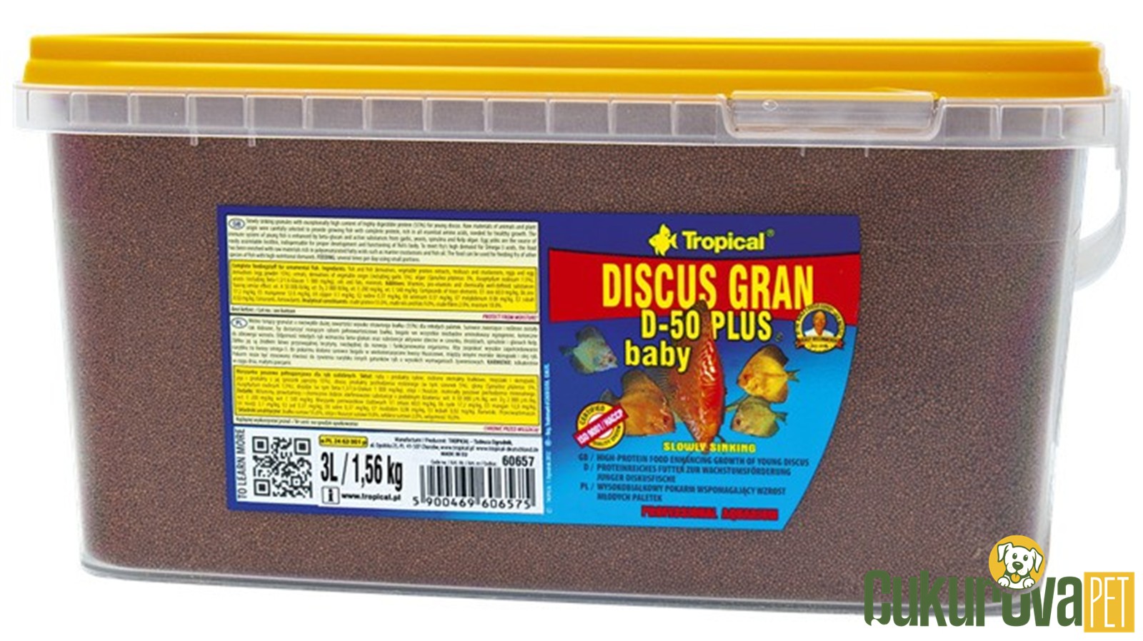 Tropical Discus Gran D-50 Plus Baby Granül Yem 3 L - 1.56 Kg