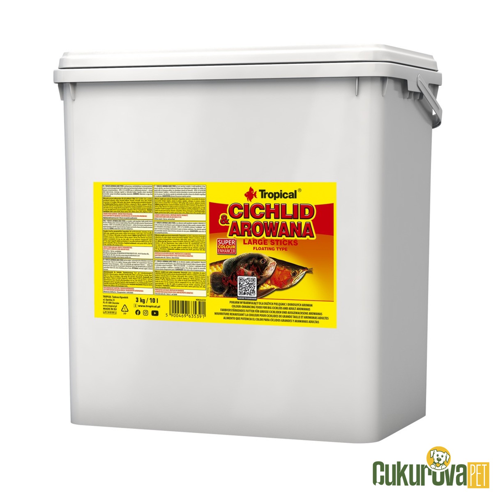 Tropical Cichlid Arowana Large Sticks Yem 10 L - 3 Kg