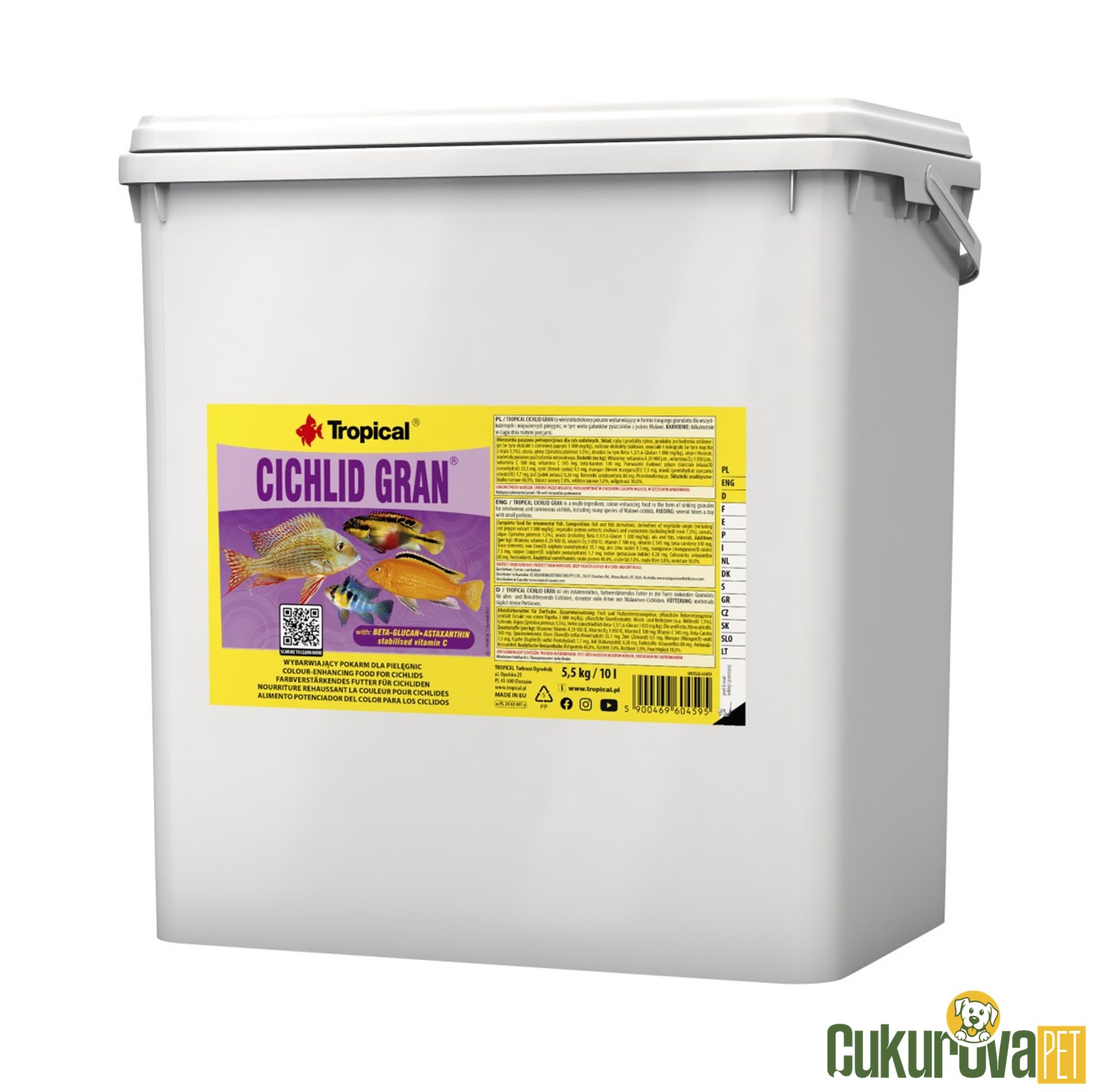 Tropical Cichlid Gran Granül Yem 10 L - 5.5 Kg