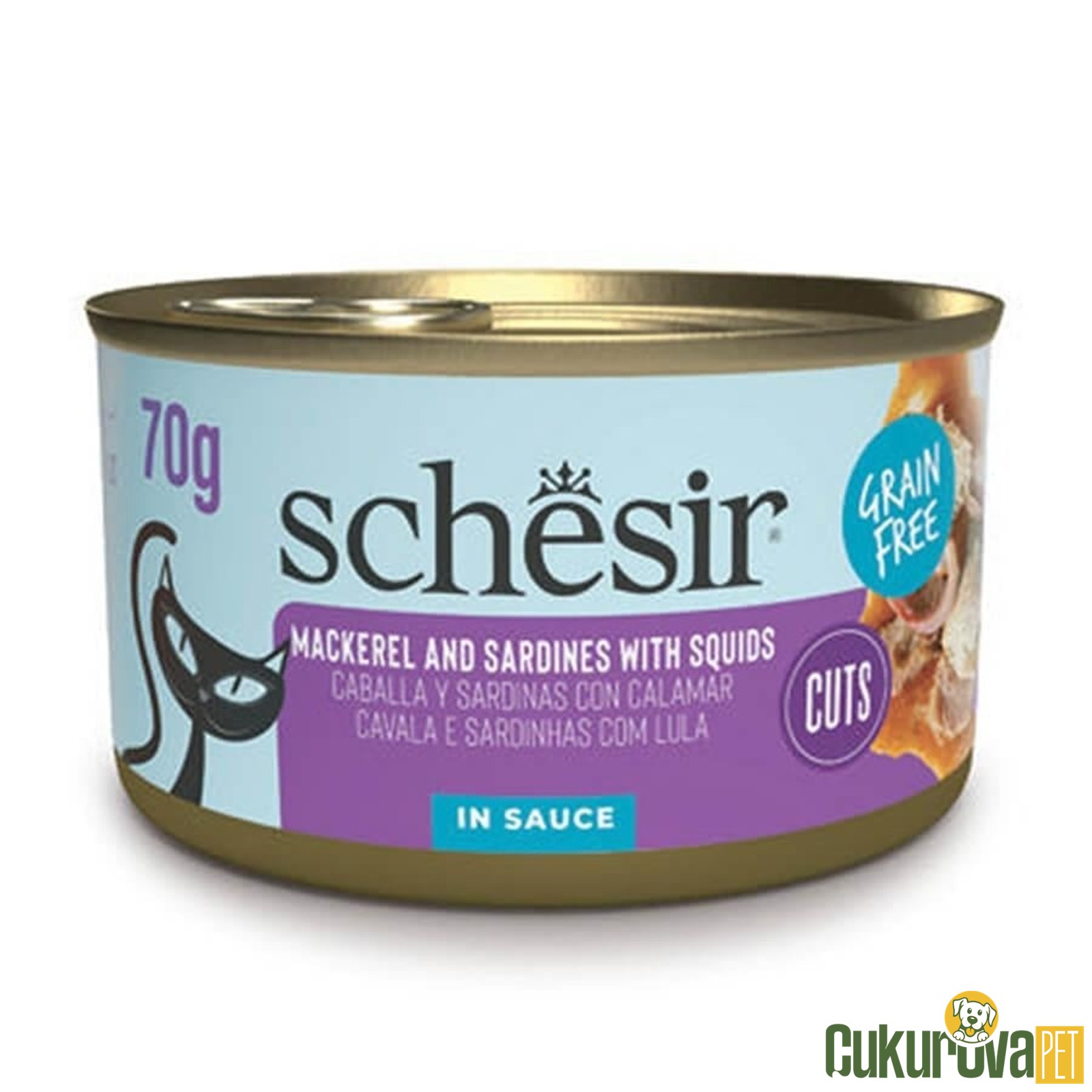 Schesir Kalamarlı Uskumrulu Ve Sardalyalı Yetişkin Kedi Yaş Maması 70 Gr