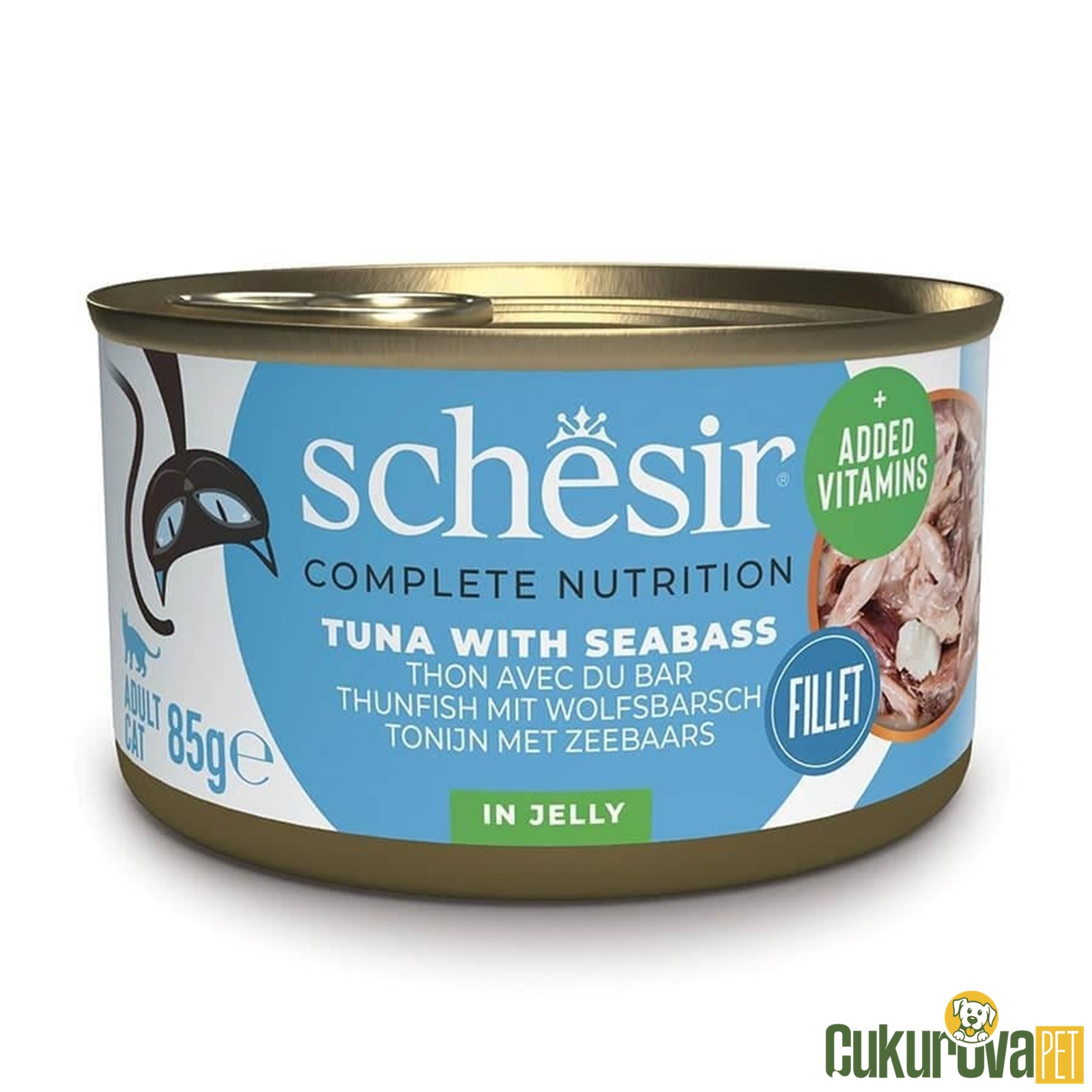 Schesir Ton Balıklı Ve Levrekli In Jelly Yetişkin Kedi Yaş Maması 85 Gr