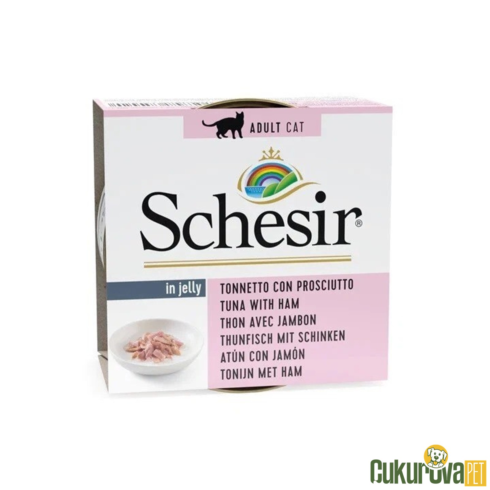 Schesir Ton Balıklı Ve Jambonlu In Jelly Yetişkin Kedi Yaş Maması 85 Gr