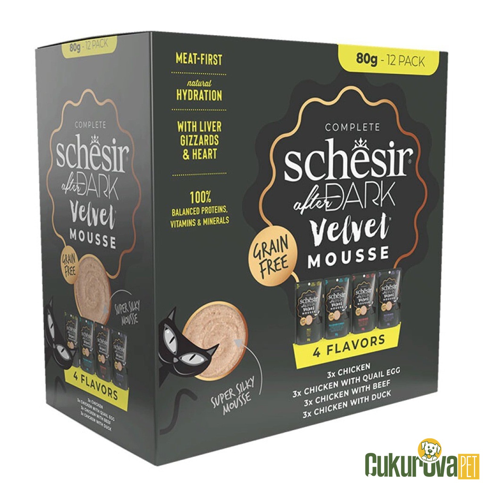 Schesir After Dark Pouch Karışık Çeşitli Yetişkin Kedi Yaş Maması 12 x 80 Gr