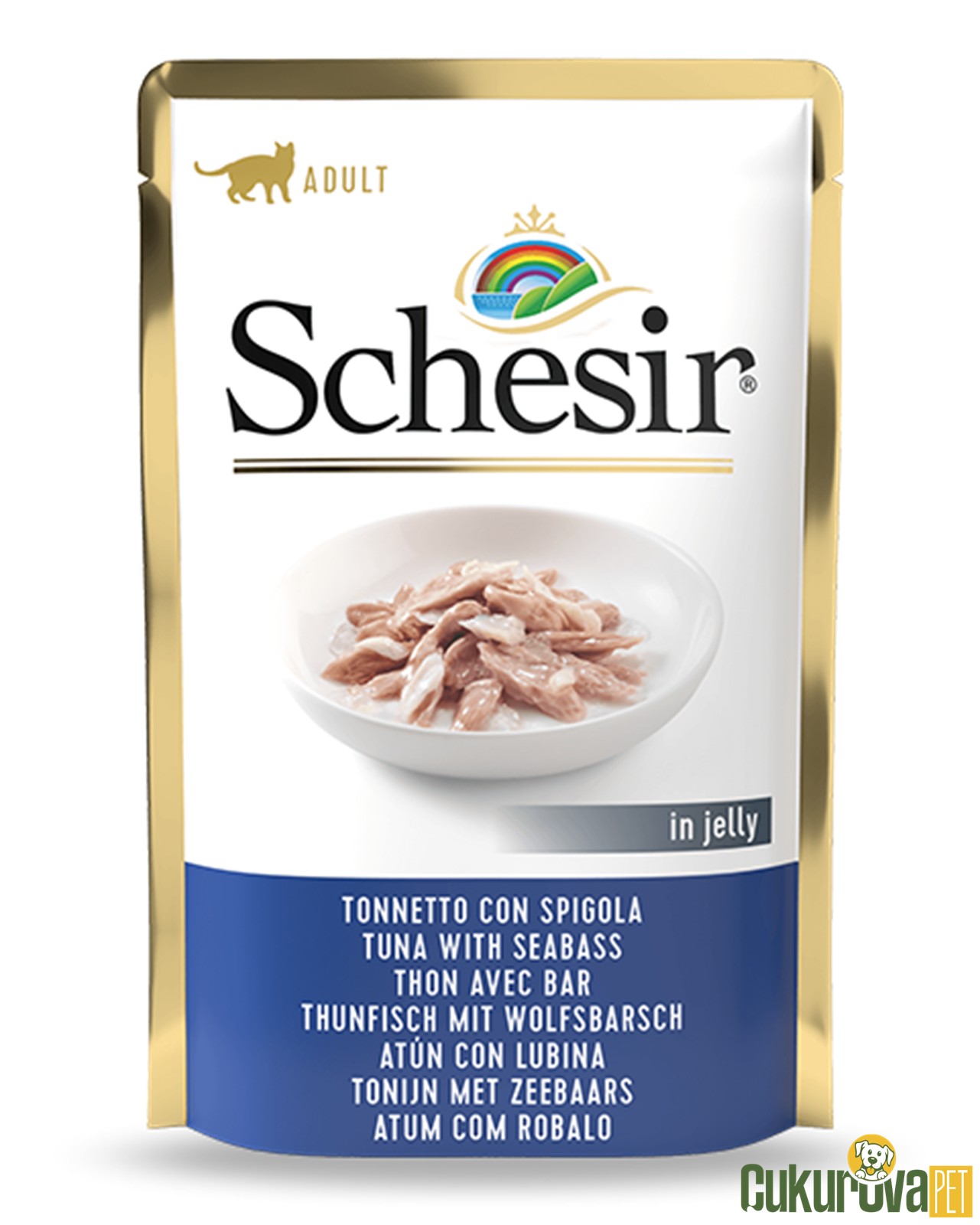 Schesir Jelly Ton Balıklı Ve Levrekli Pouch Yetişkin Kedi Yaş Maması 85 Gr