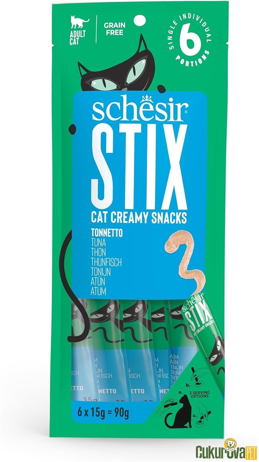 Schesir Cat Stix Ton Balıklı Krema Kedi Ödülü 6 x 15 Gr