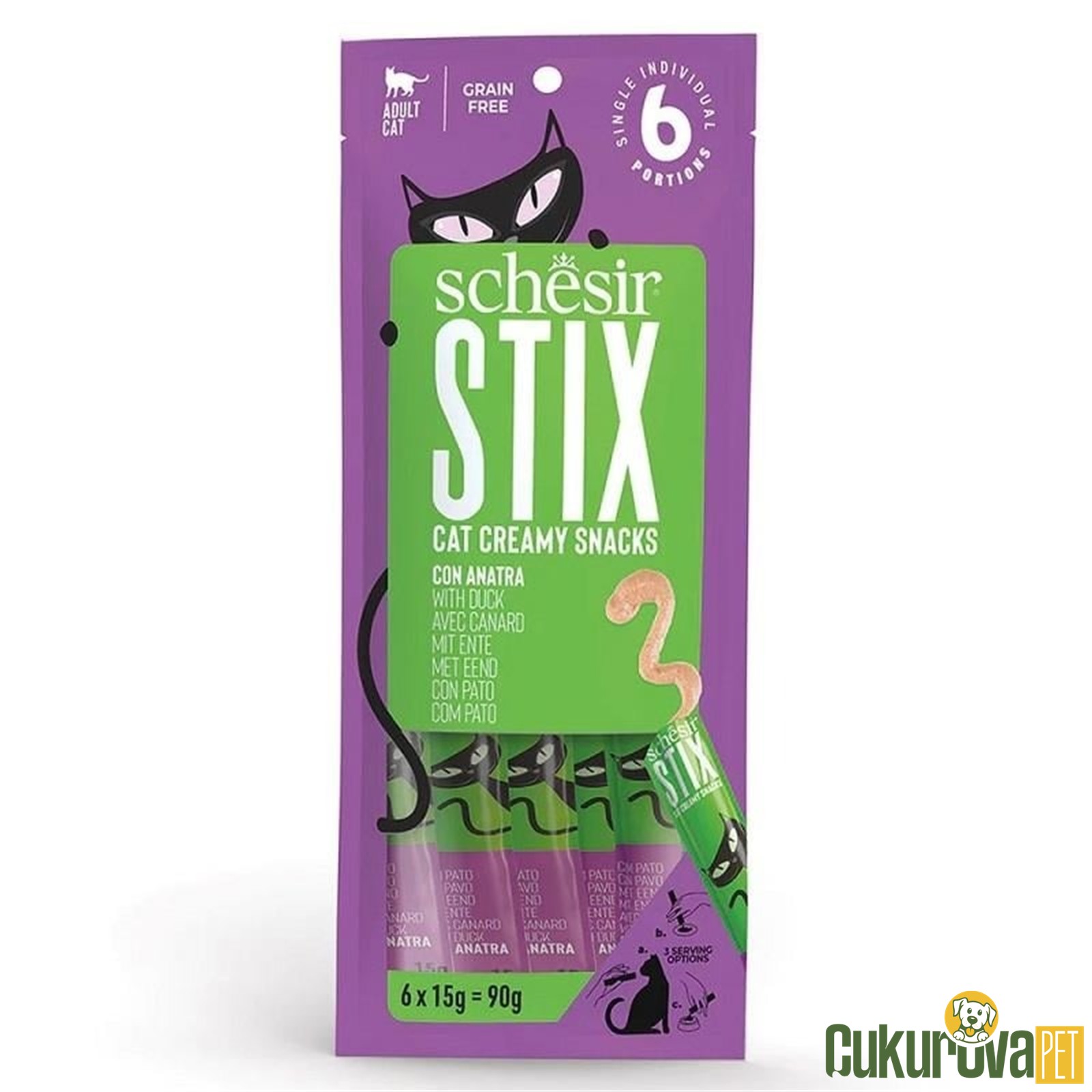 Schesir Cat Stix Ördekli Krema Kedi Ödülü 6 x 15 Gr