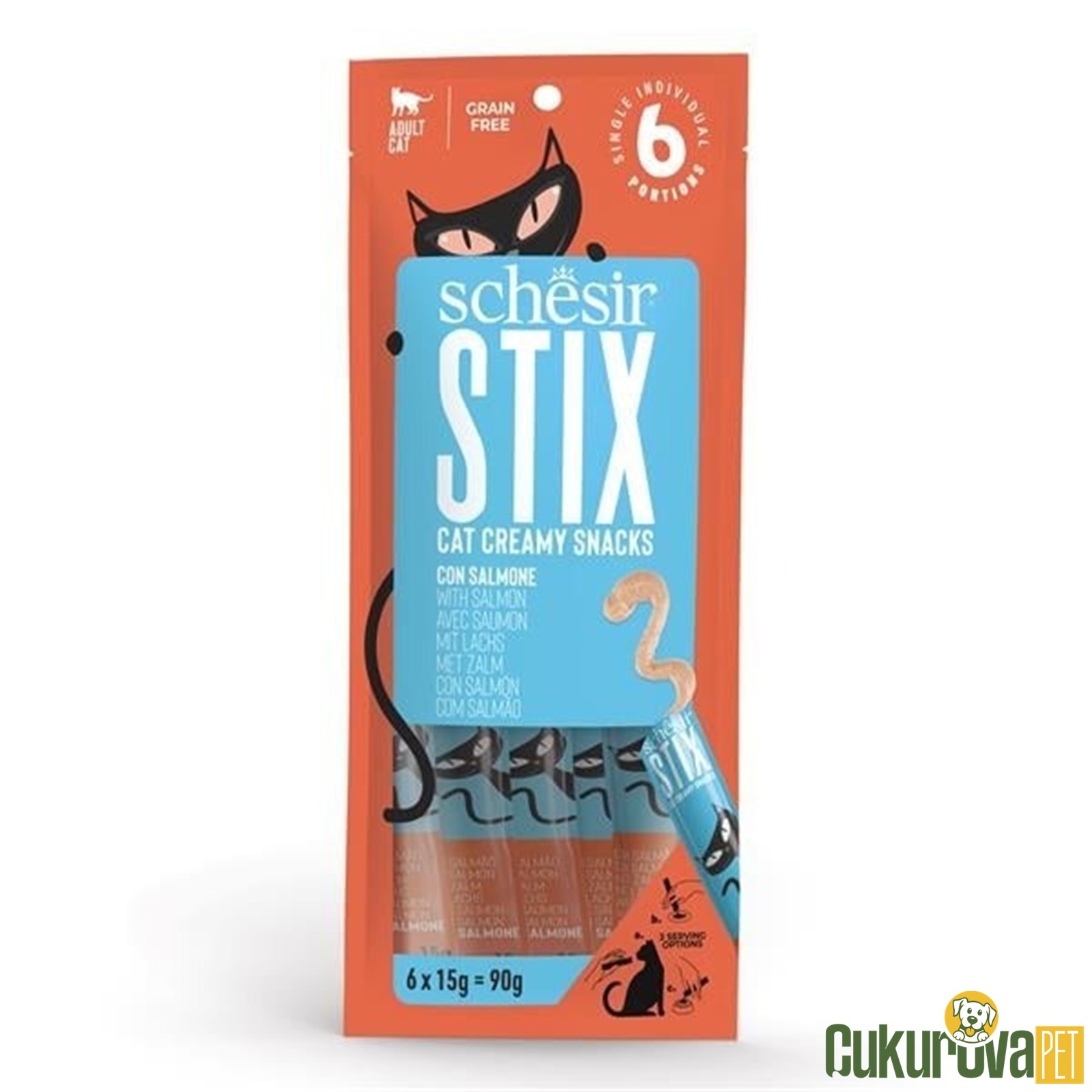 Schesir Cat Stix Somon Balıklı Krema Kedi Ödülü 6 x 15 Gr