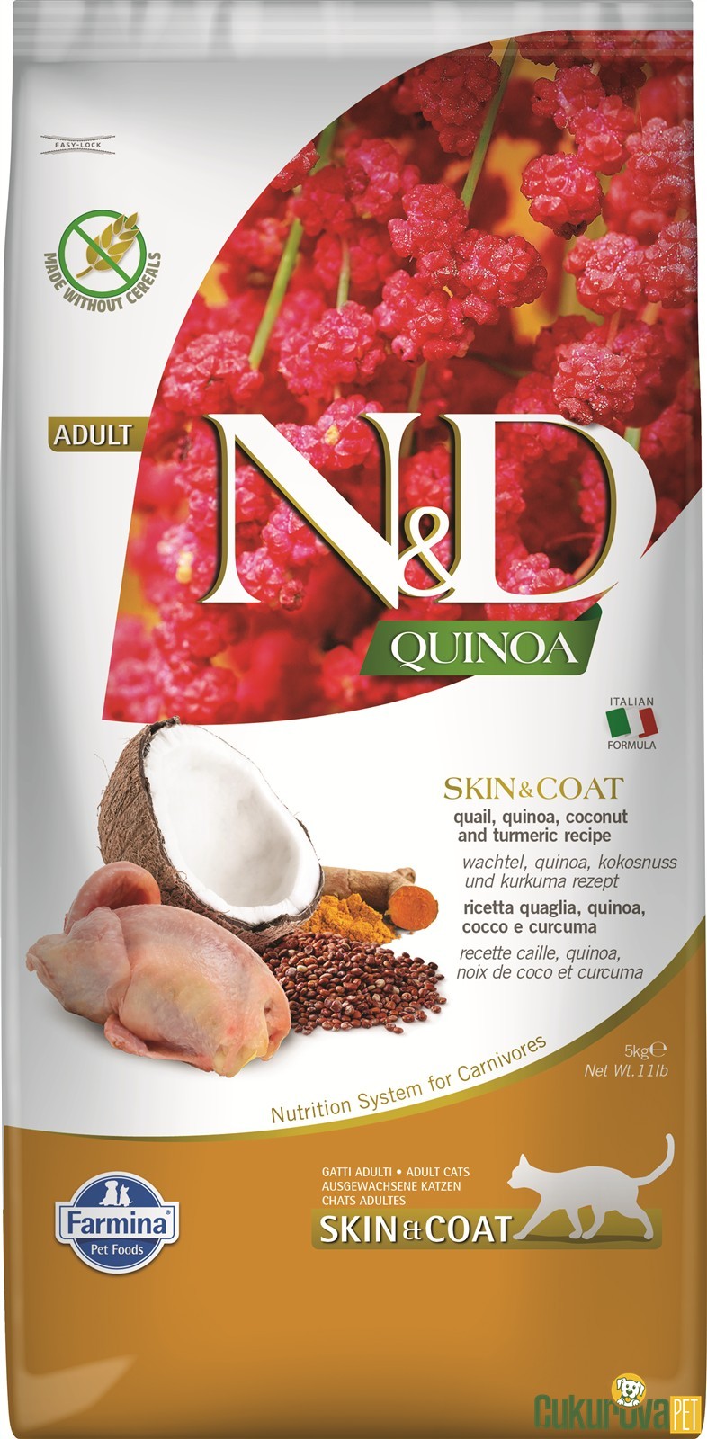 N&D Quinoa Skin&Coat Bıldırcınlı Ve Hindistancevizli Yetişkin Kedi Maması 5 Kg