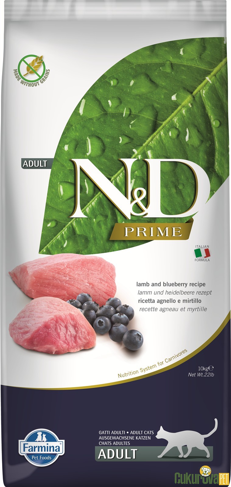 N&D Prime Adult Kuzu Etli Ve Yaban Mersinli Yetişkin Kedi Maması 10 Kg