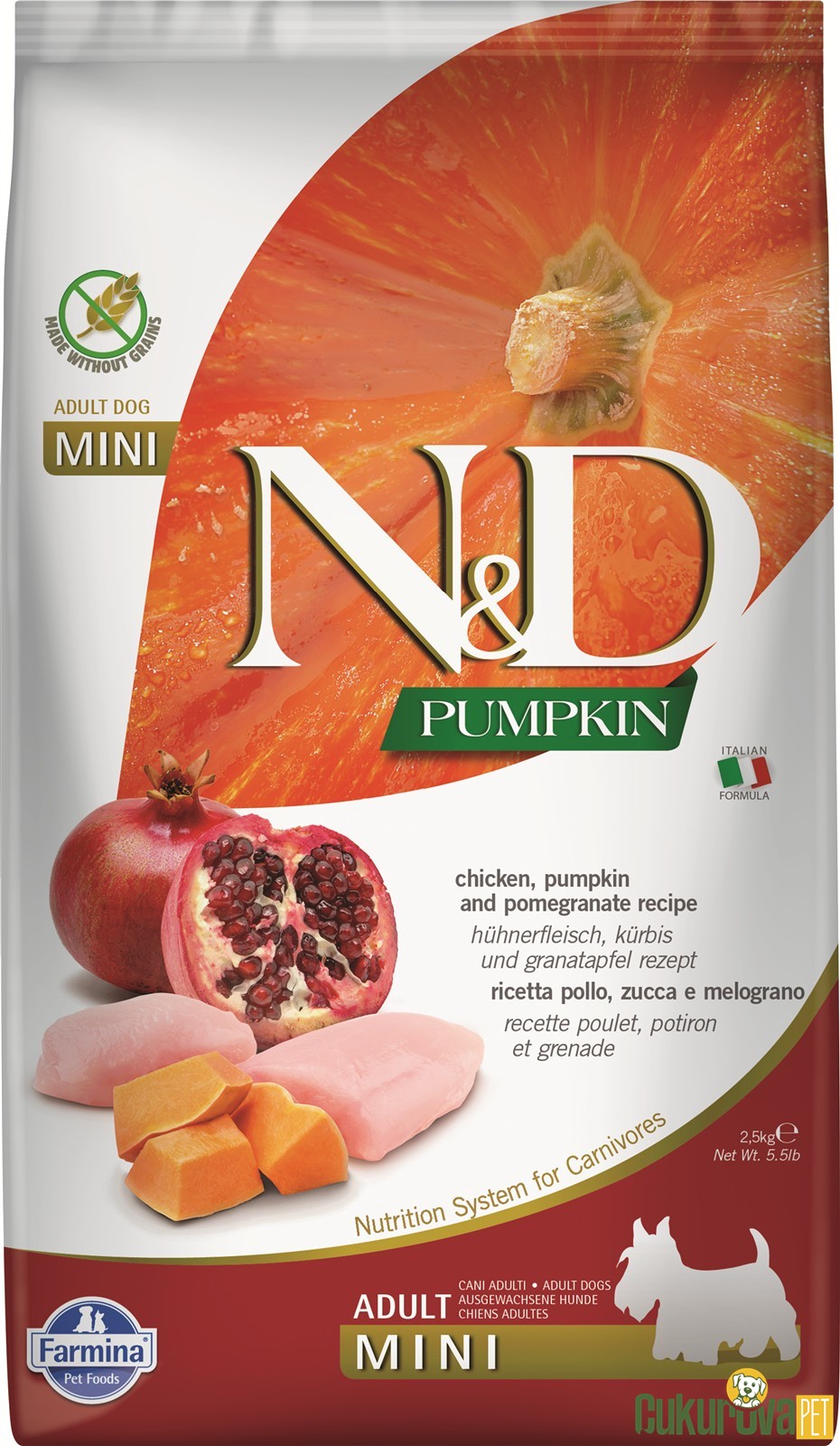 N&D Pumpkin Adult Mini Tavuklu Narlı Ve Balkabaklı Yetişkin Köpek Maması 2.5 Kg