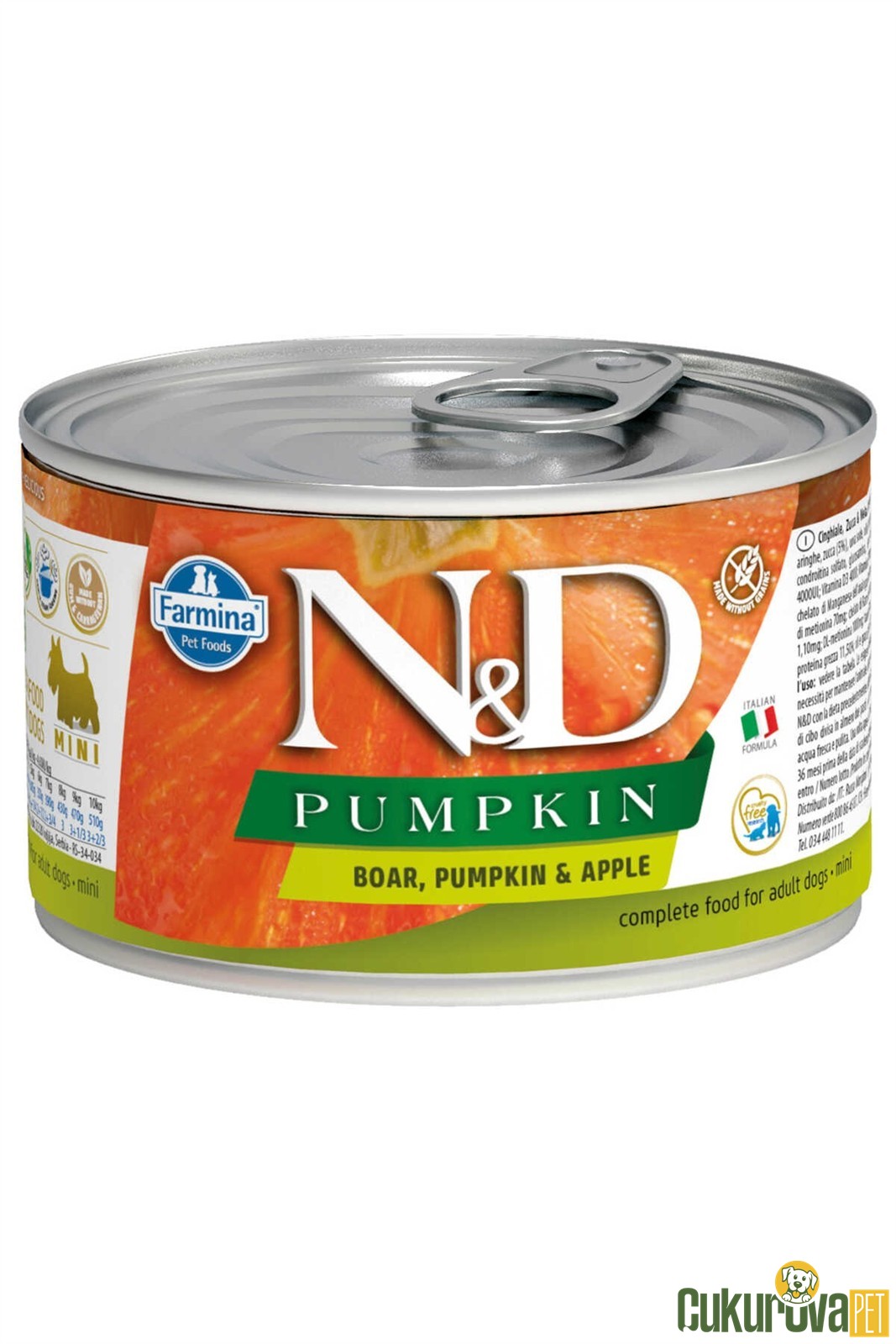 N&D Pumpkin Adult Mini Yaban Domuzlu Elmalı Ve Balkabaklı Yetişkin Köpek Yaş Maması 140 Gr